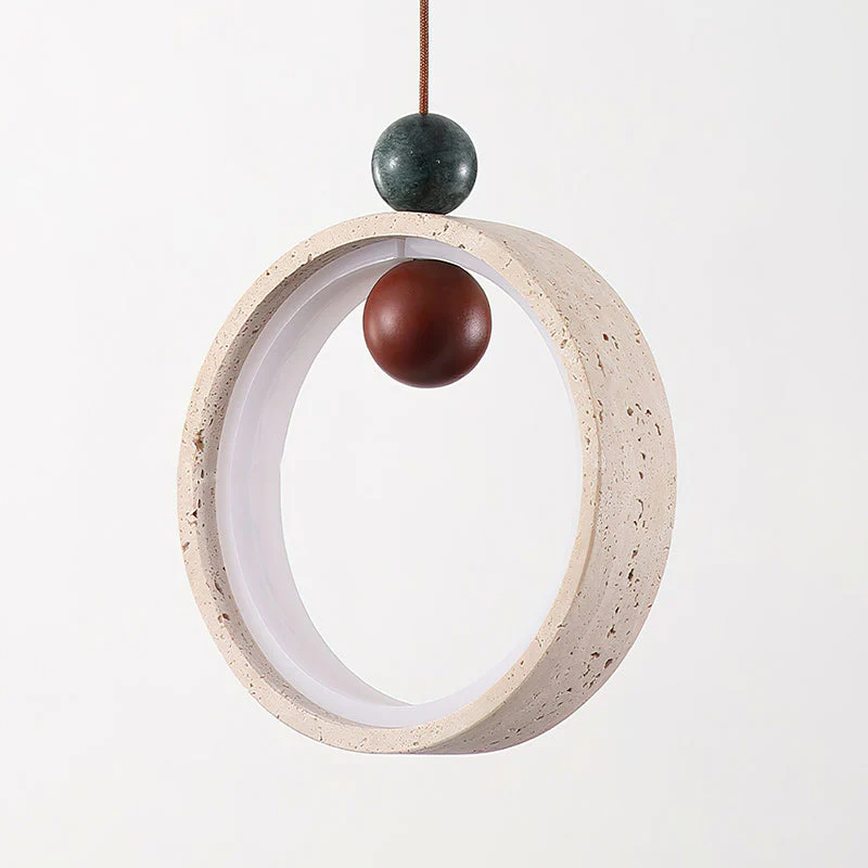 Runde Wabi-Sabi Travertine Pendant Light - Image 14