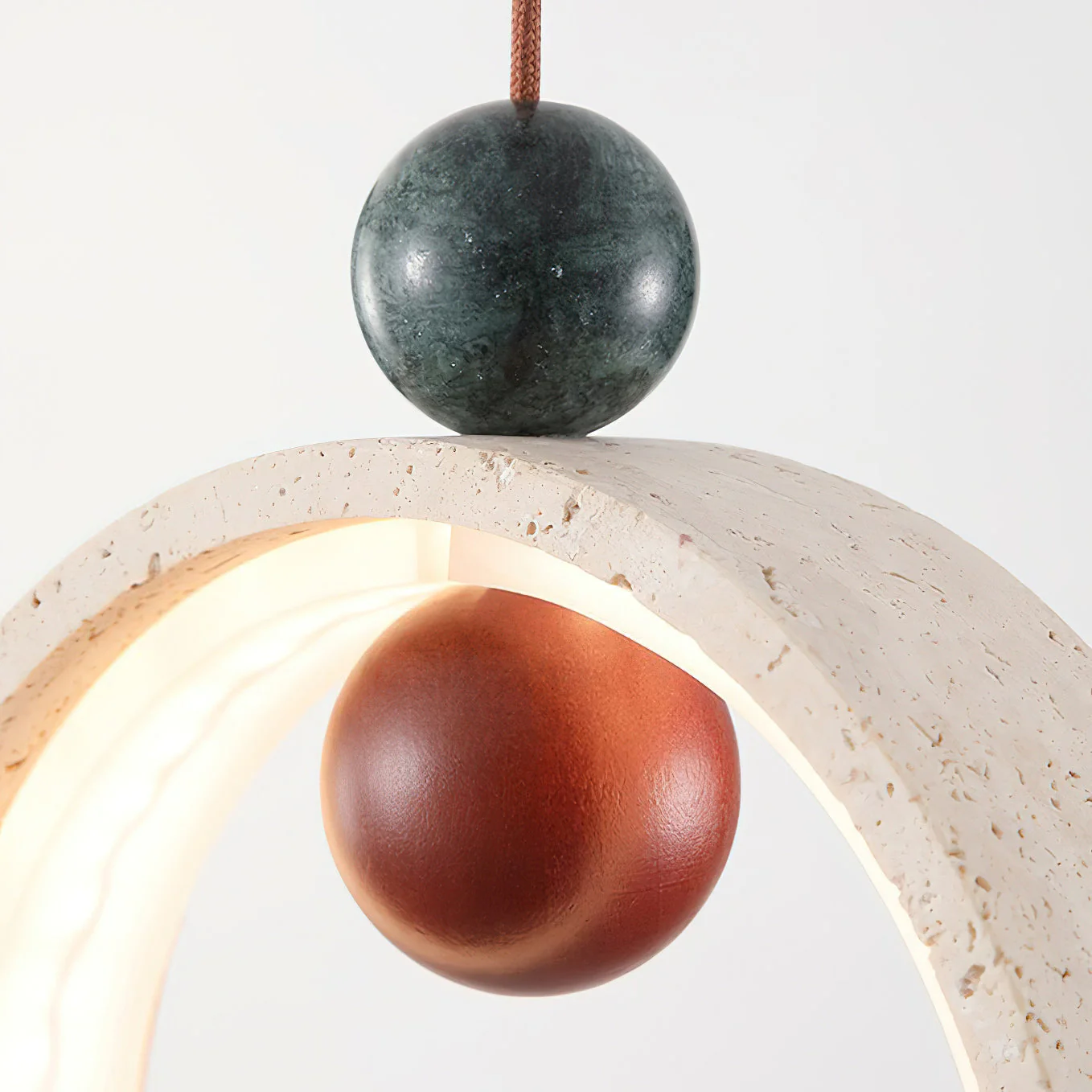 Runde Wabi-Sabi Travertine Pendant Light - Image 15