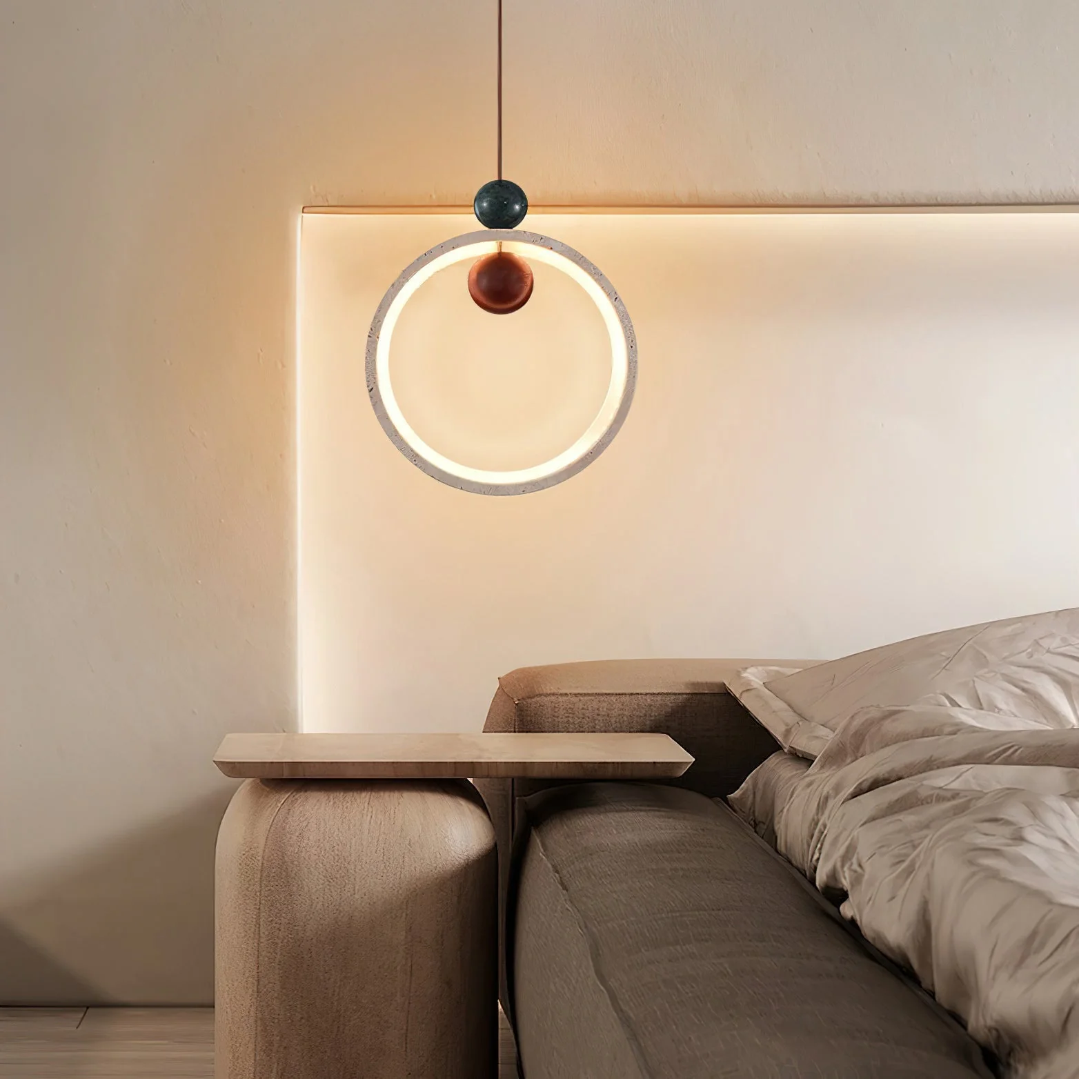 Runde Wabi-Sabi Travertine Pendant Light - Image 2