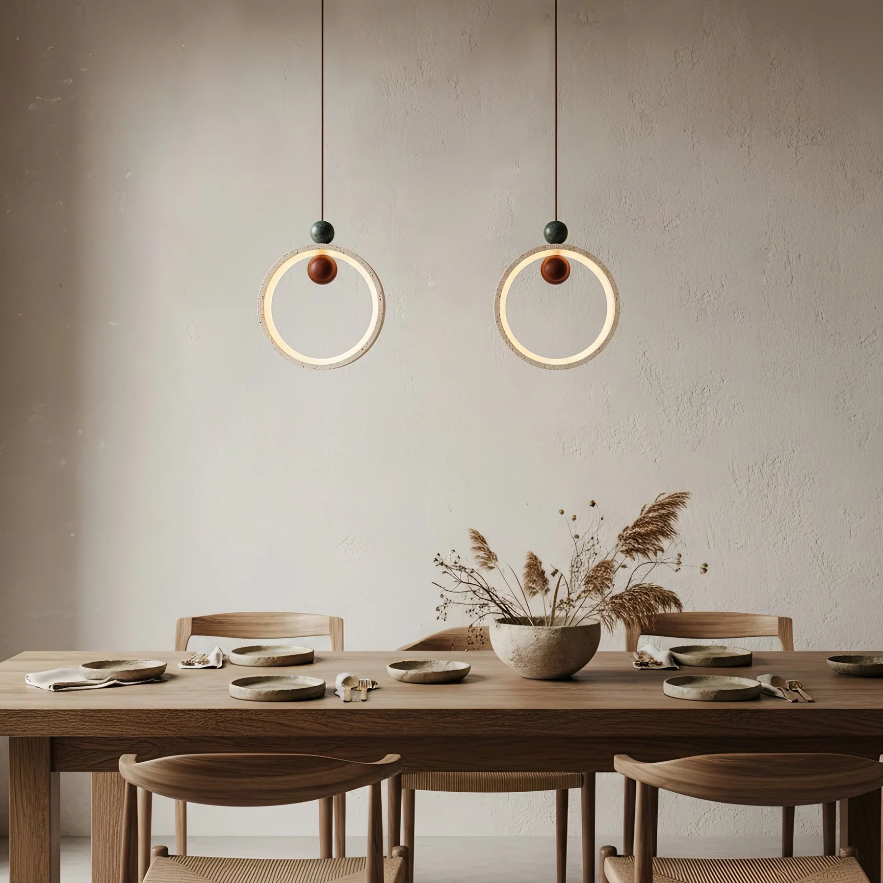 Runde Wabi-Sabi Travertine Pendant Light - Image 8