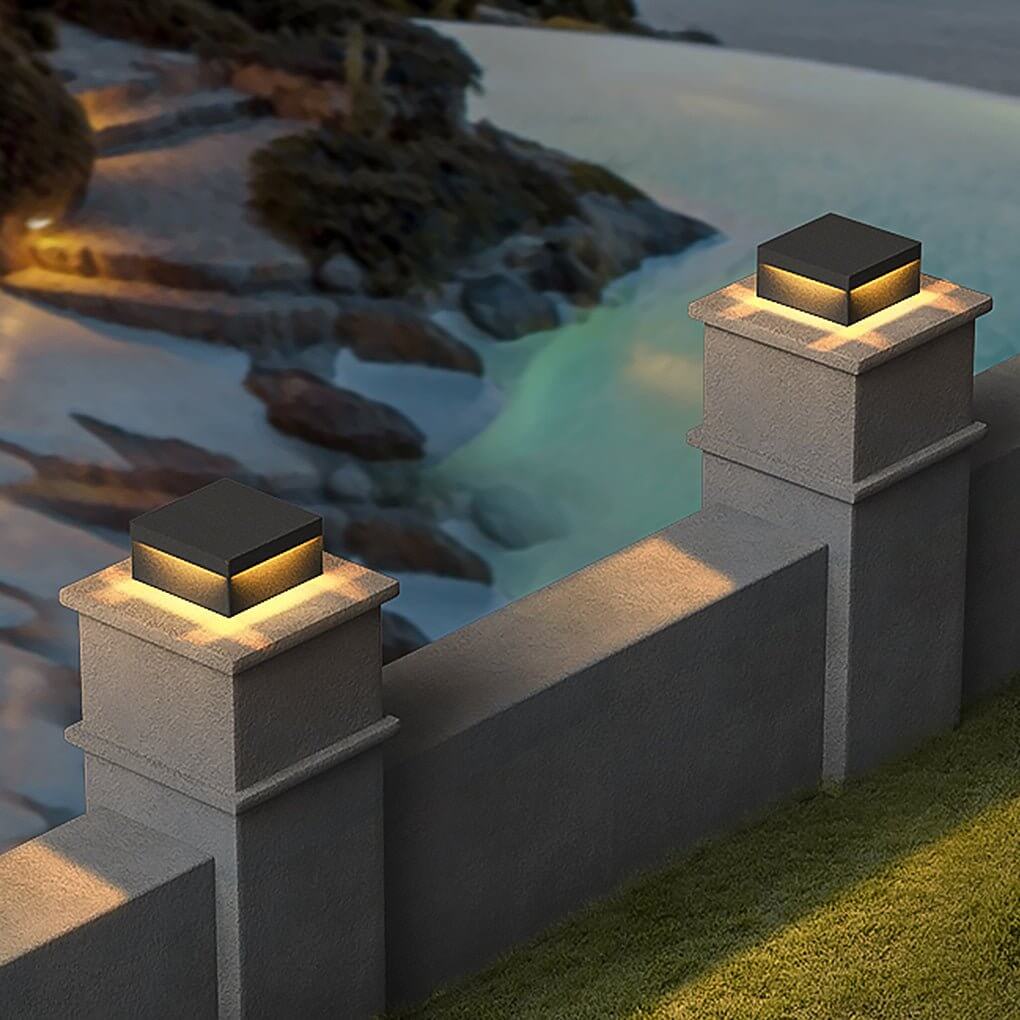 Russell LED Modern Steel Outdoor Fence Post Lights Pillar Light