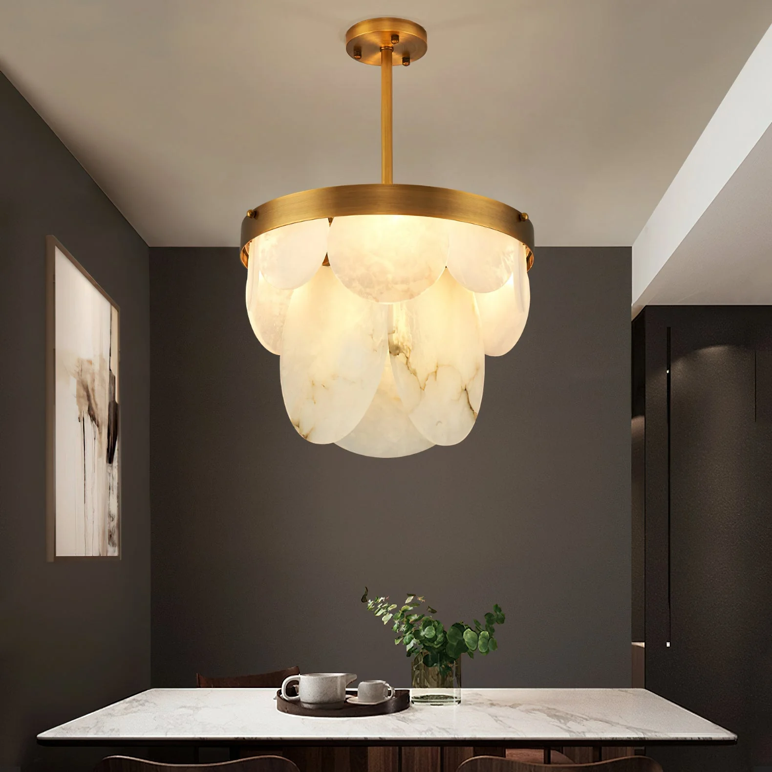 Sasha Modern Alabaster Chandelier - Image 3