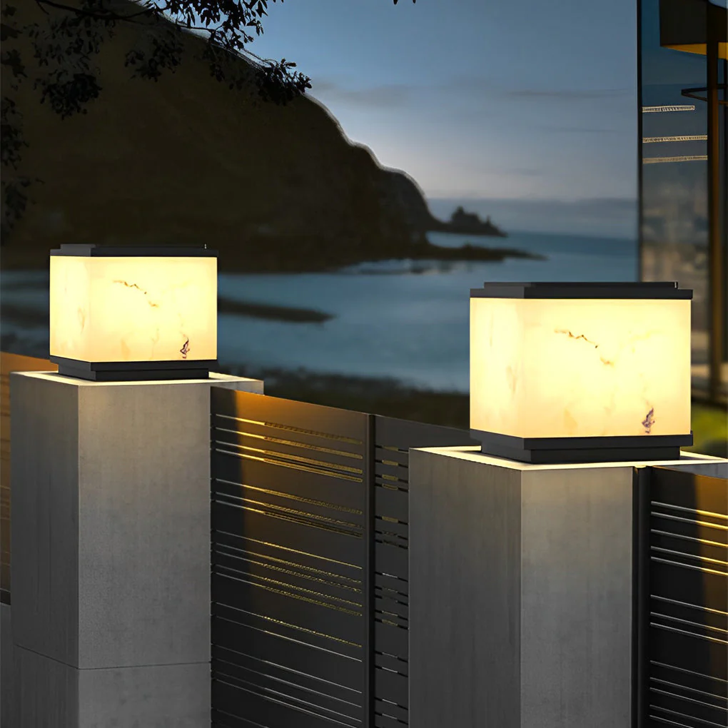 Scott LED Modern Marble Outdoor Fence Post Lights - Image 2