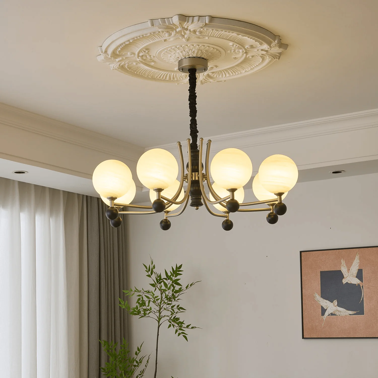 Serenus Traditional Sphere Wood Chandelier - Image 4
