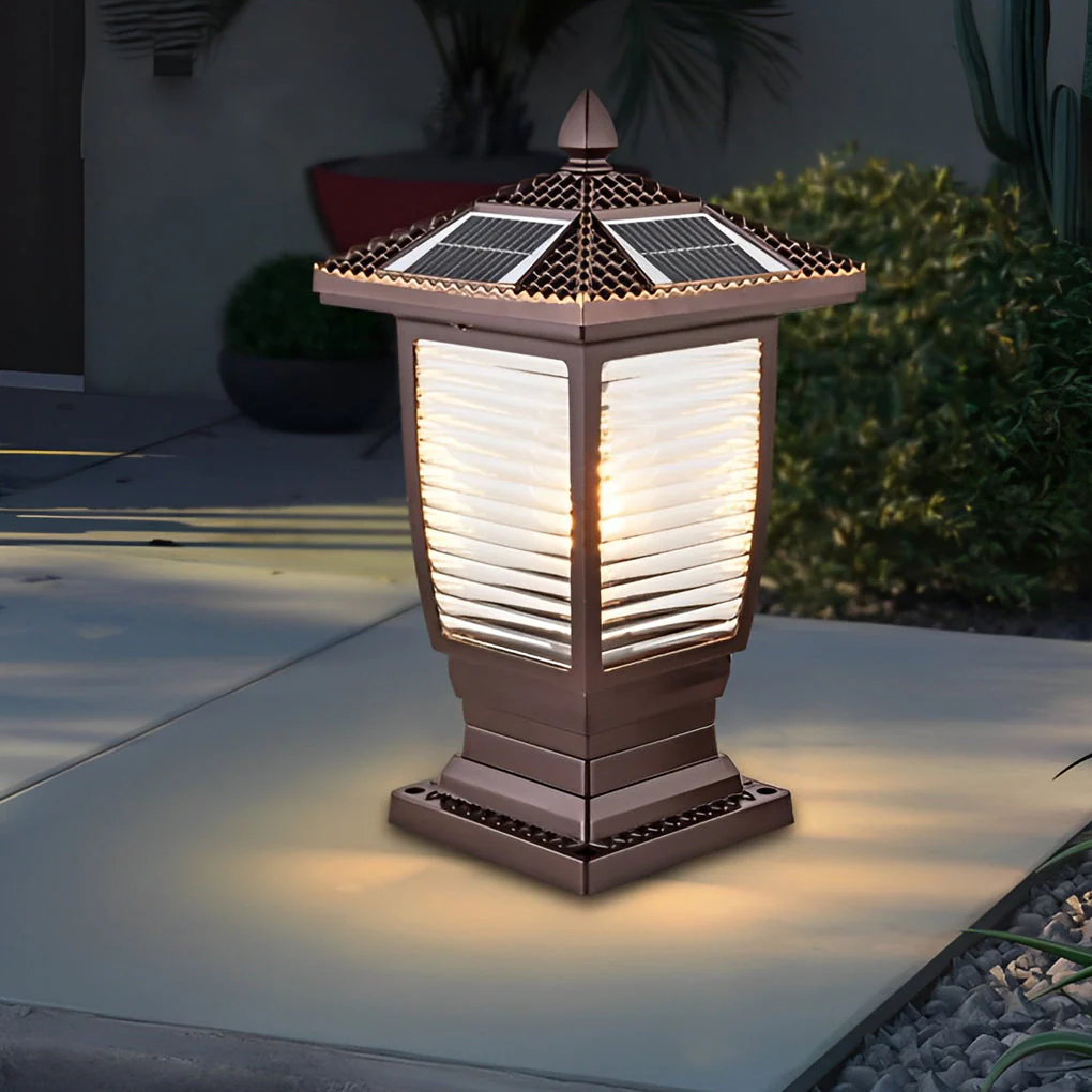 Shana Retro Modern Solar Glass Outdoor Fence Post Lights