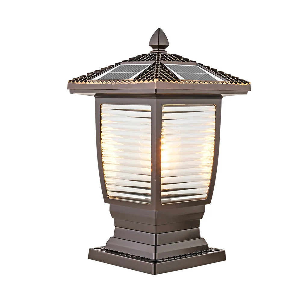 Shana Retro Modern Solar Glass Outdoor Fence Post Lights - Image 7
