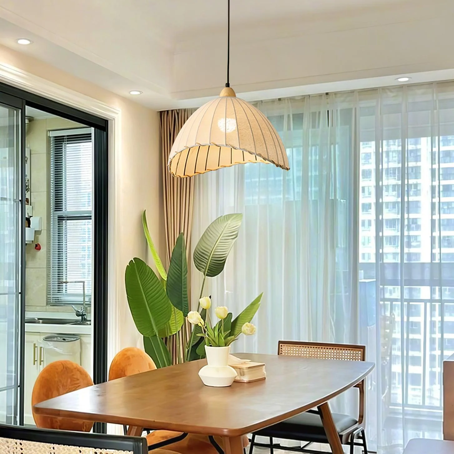 Shell Minimalist Wood Pendant Lamp - Image 16