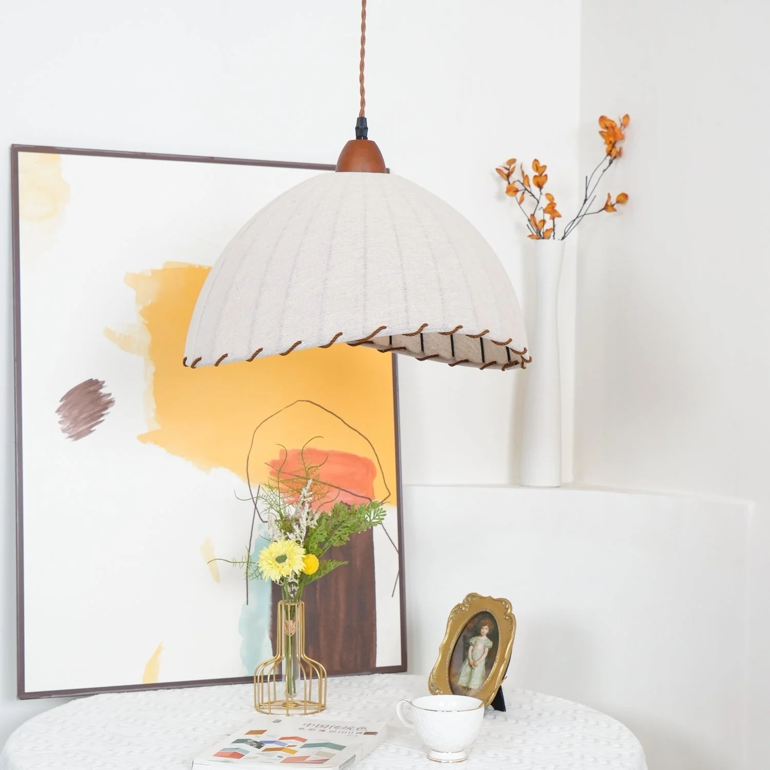 Shell Minimalist Wood Pendant Lamp - Image 25