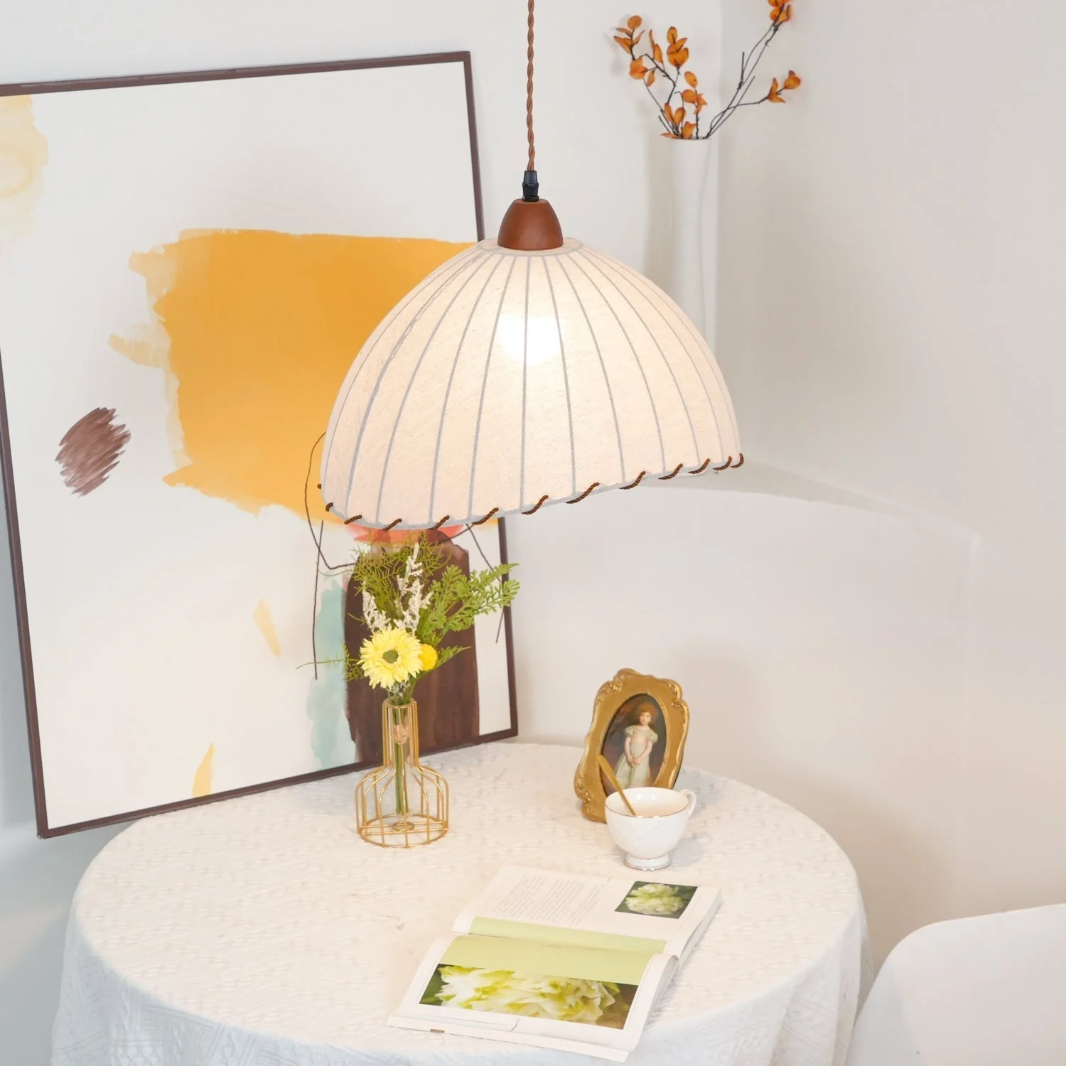 Shell Minimalist Wood Pendant Lamp - Image 36