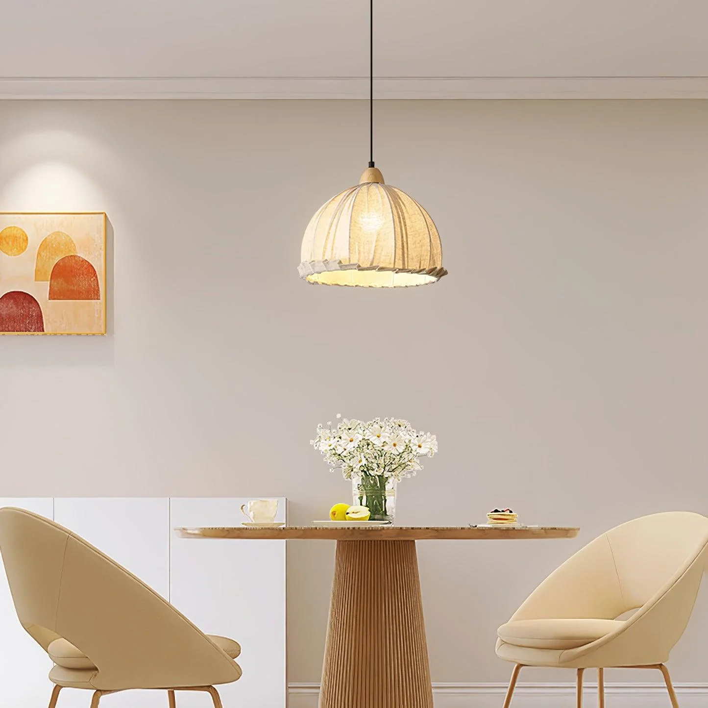 Shell Minimalist Wood Pendant Lamp - Image 40