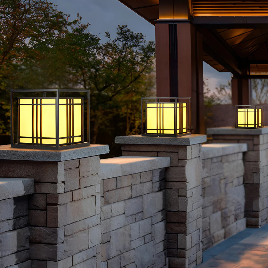 Sherman Retro LED Modern Marble Outdoor Post Caps Lights - Image 6
