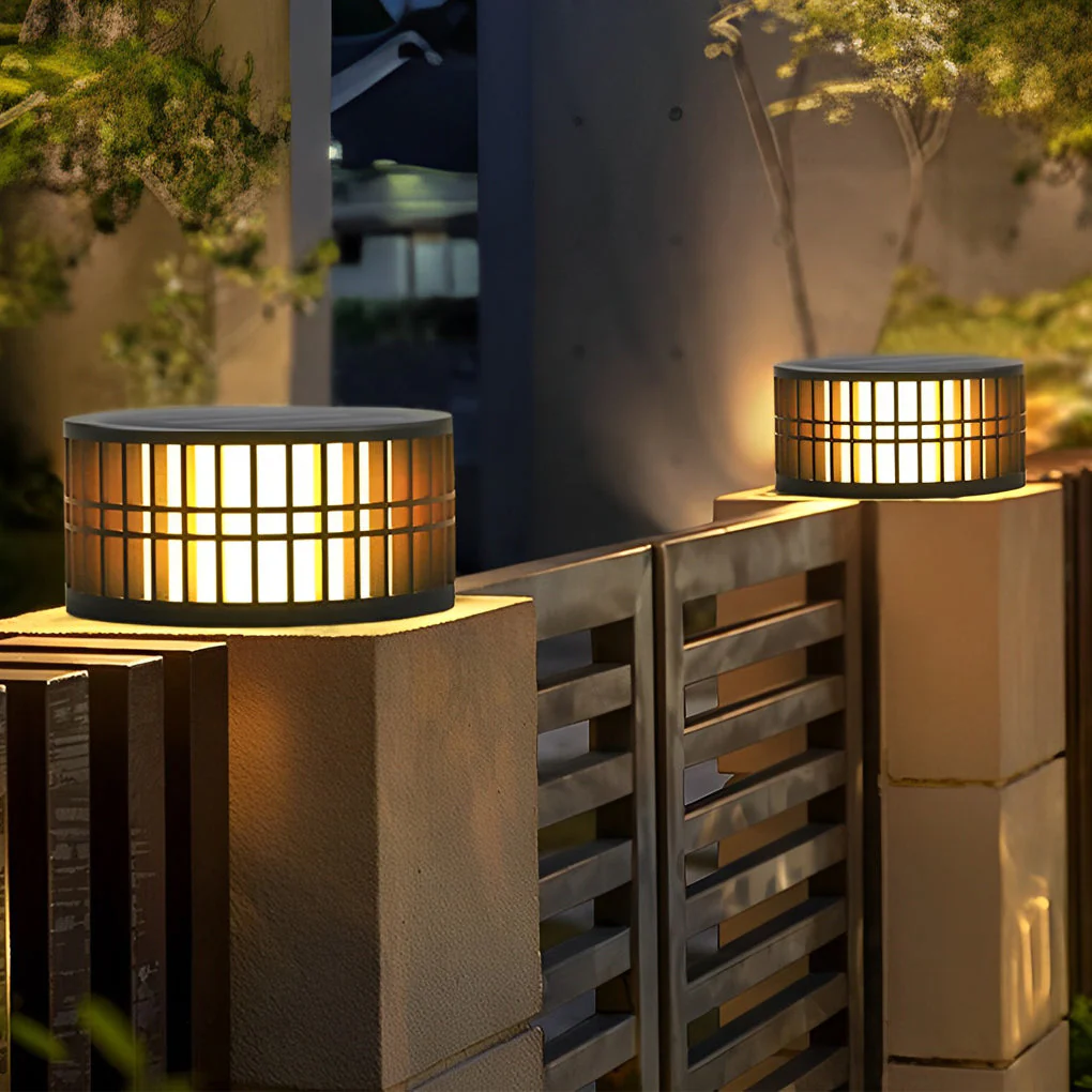 Shining Round Creative LED Modern Steel Outdoor Fence Post Lights