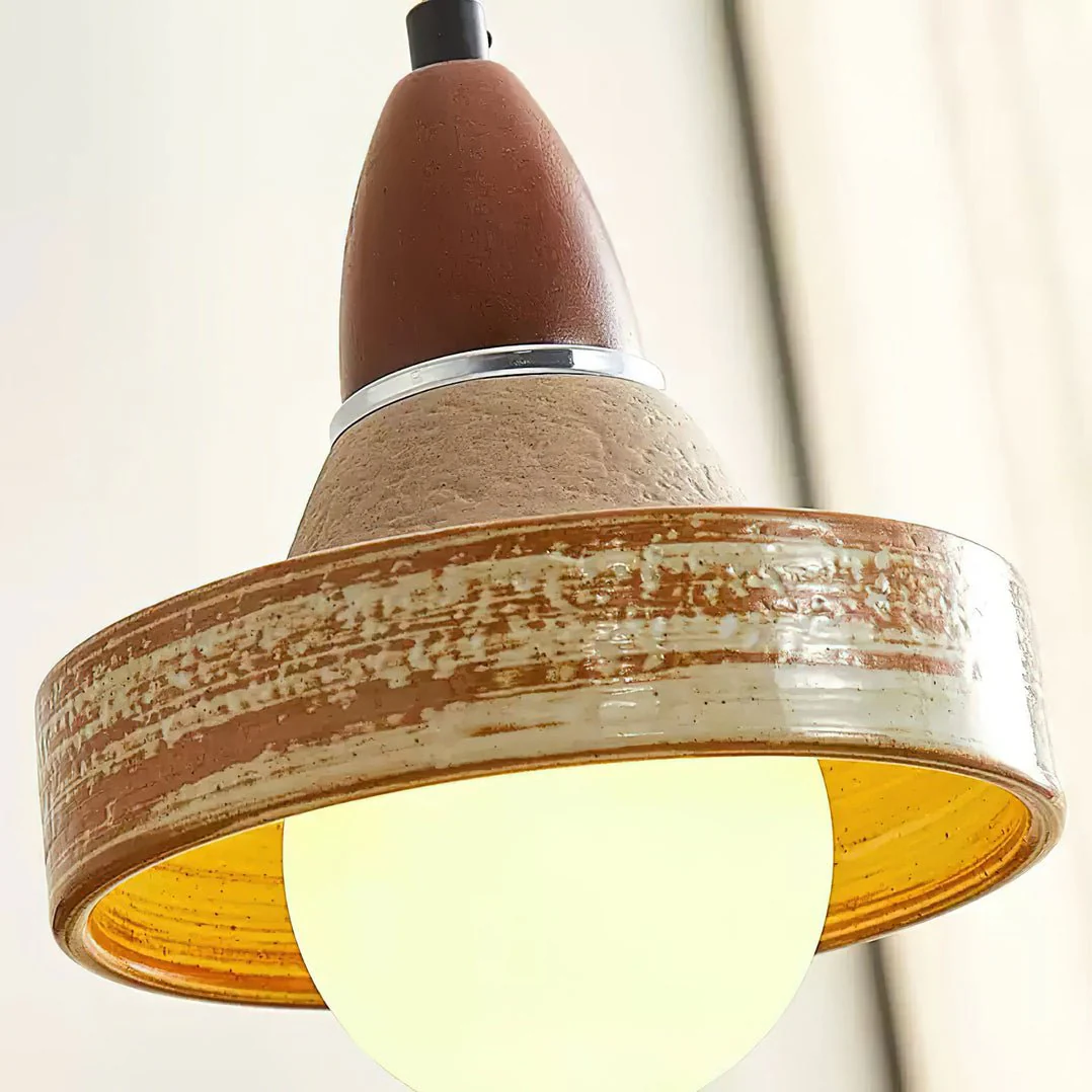 Sierra Premium Nordic Art Ceramics Wood Pendant Lamp - Image 5