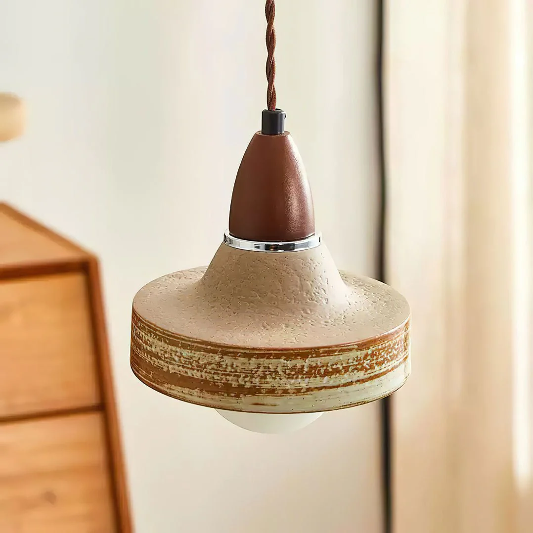 Sierra Premium Nordic Art Ceramics Wood Pendant Lamp - Image 9