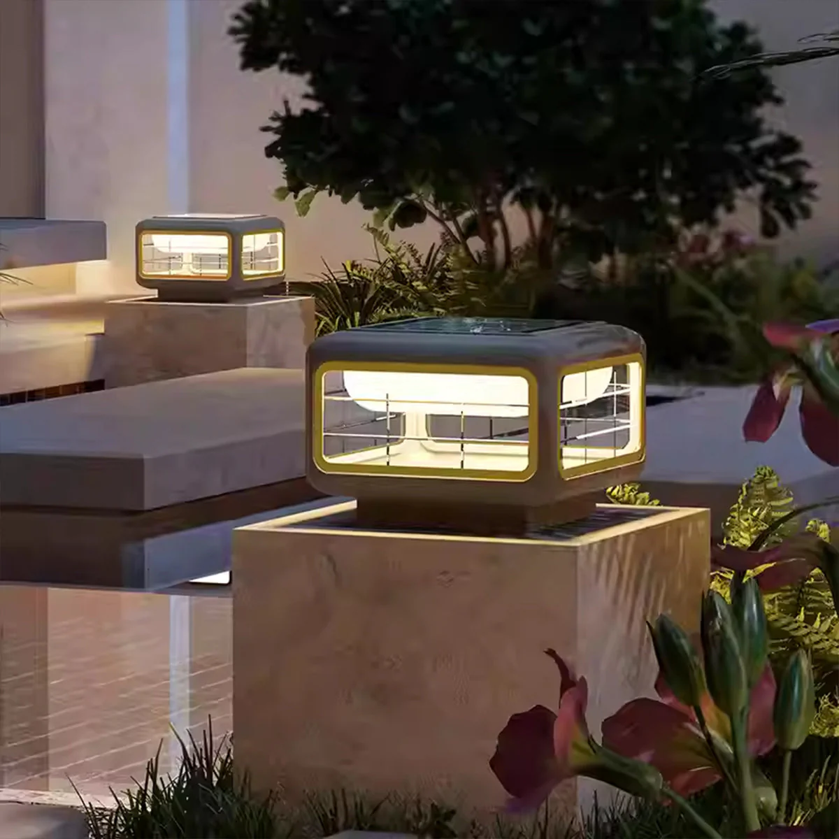 Sirena Modern Minimalist Steel Outdoor Pillar Light