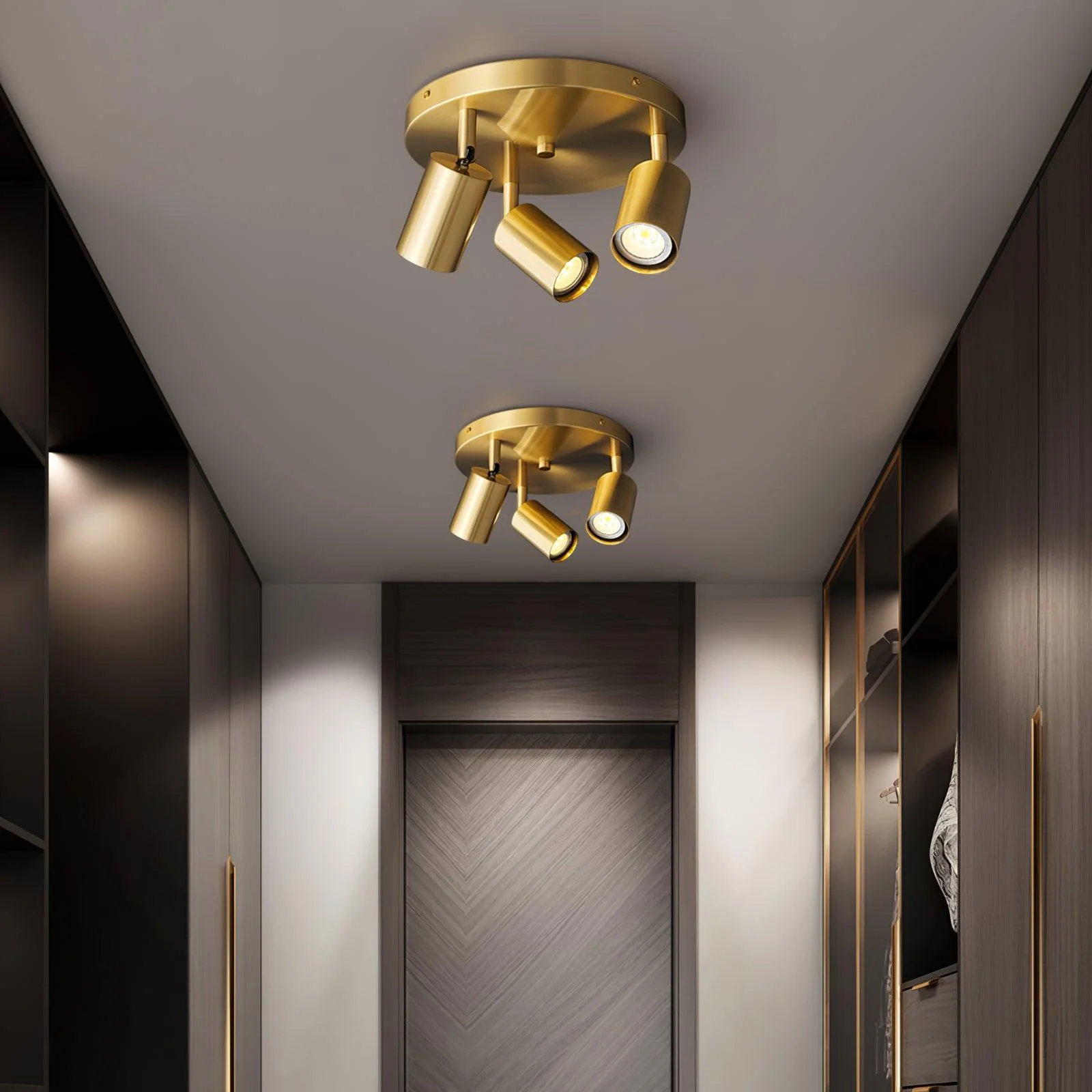 Solara Ceiling Lamp Brass Cylinder Adjustable Contemporary - Image 10