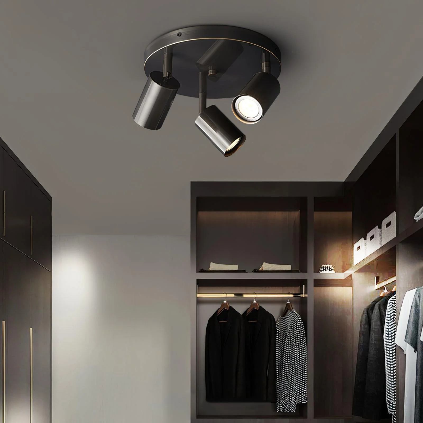Solara Ceiling Lamp Brass Cylinder Adjustable Contemporary - Image 16