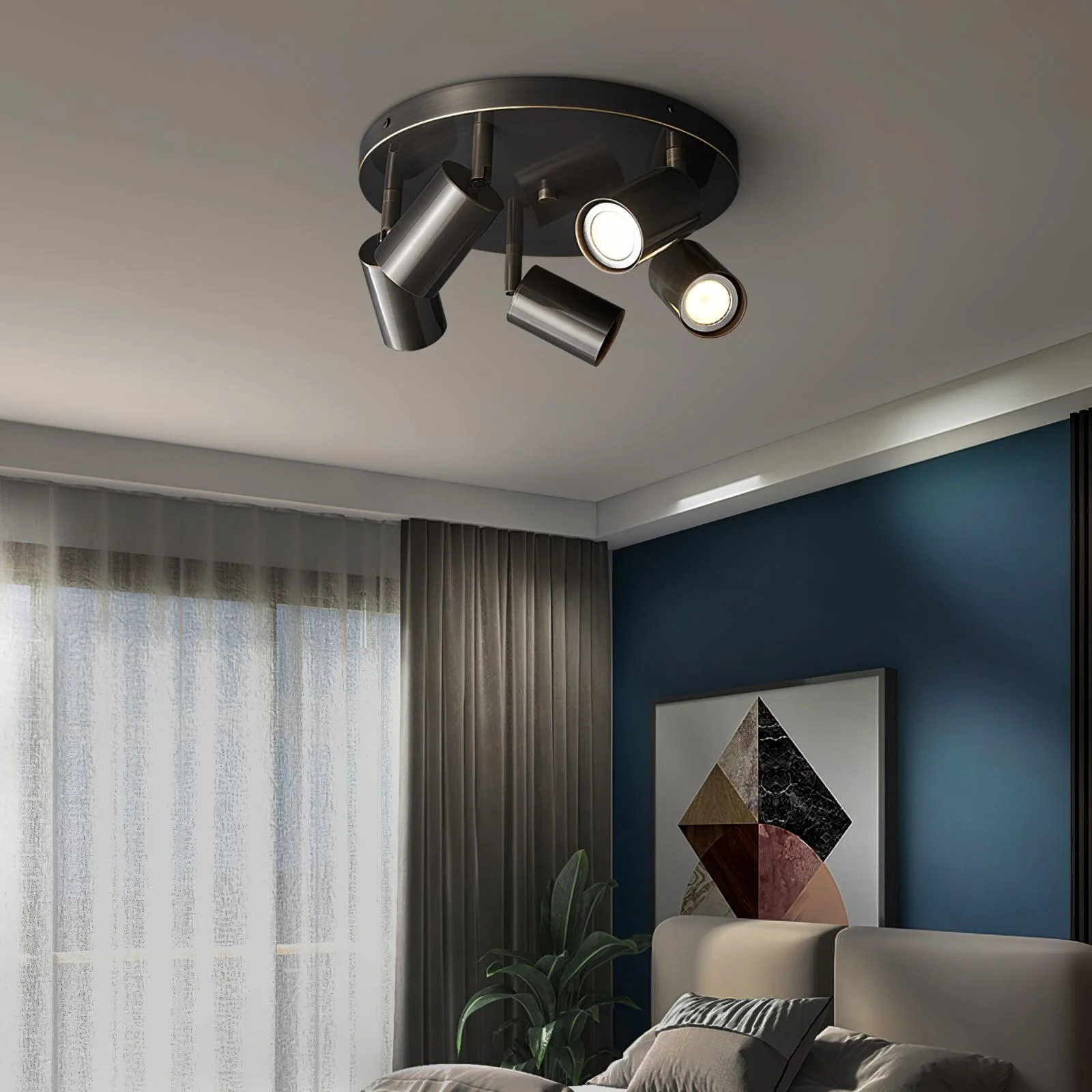 Solara Ceiling Lamp Brass Cylinder Adjustable Contemporary - Image 17