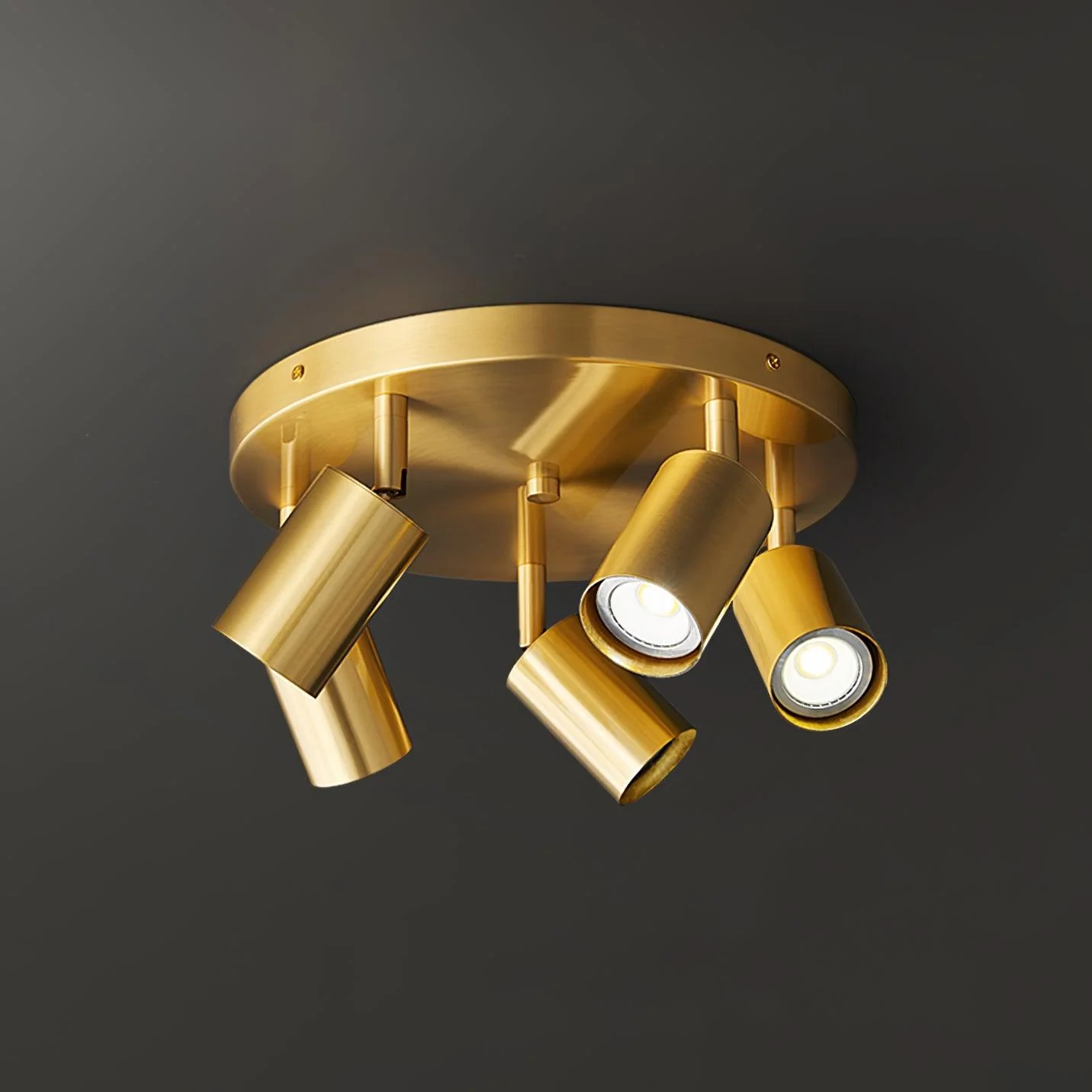 Solara Ceiling Lamp Brass Cylinder Adjustable Contemporary - Image 8