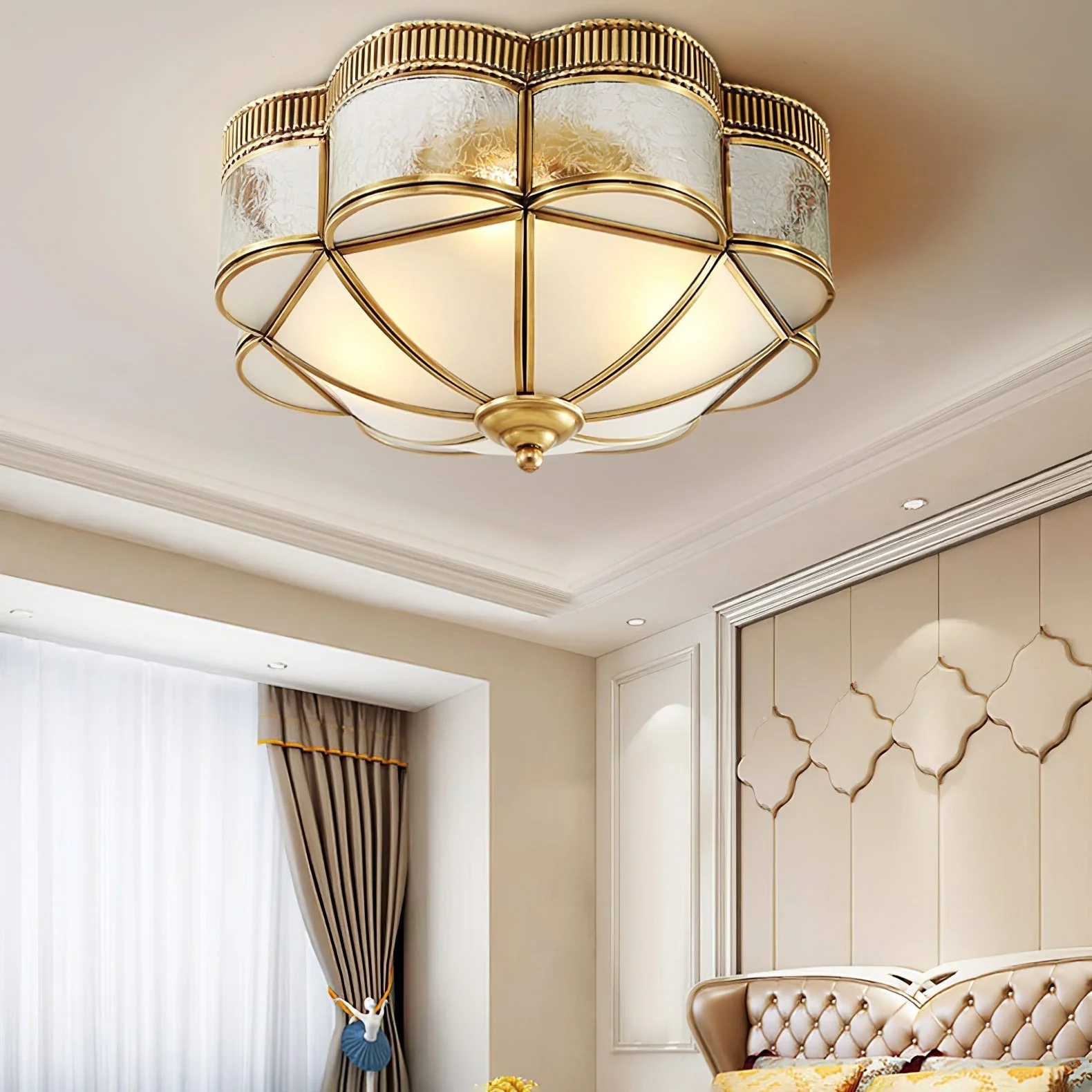 Solara Ceiling Lamp Brass Dome Frosted Classic Elegant - Image 13