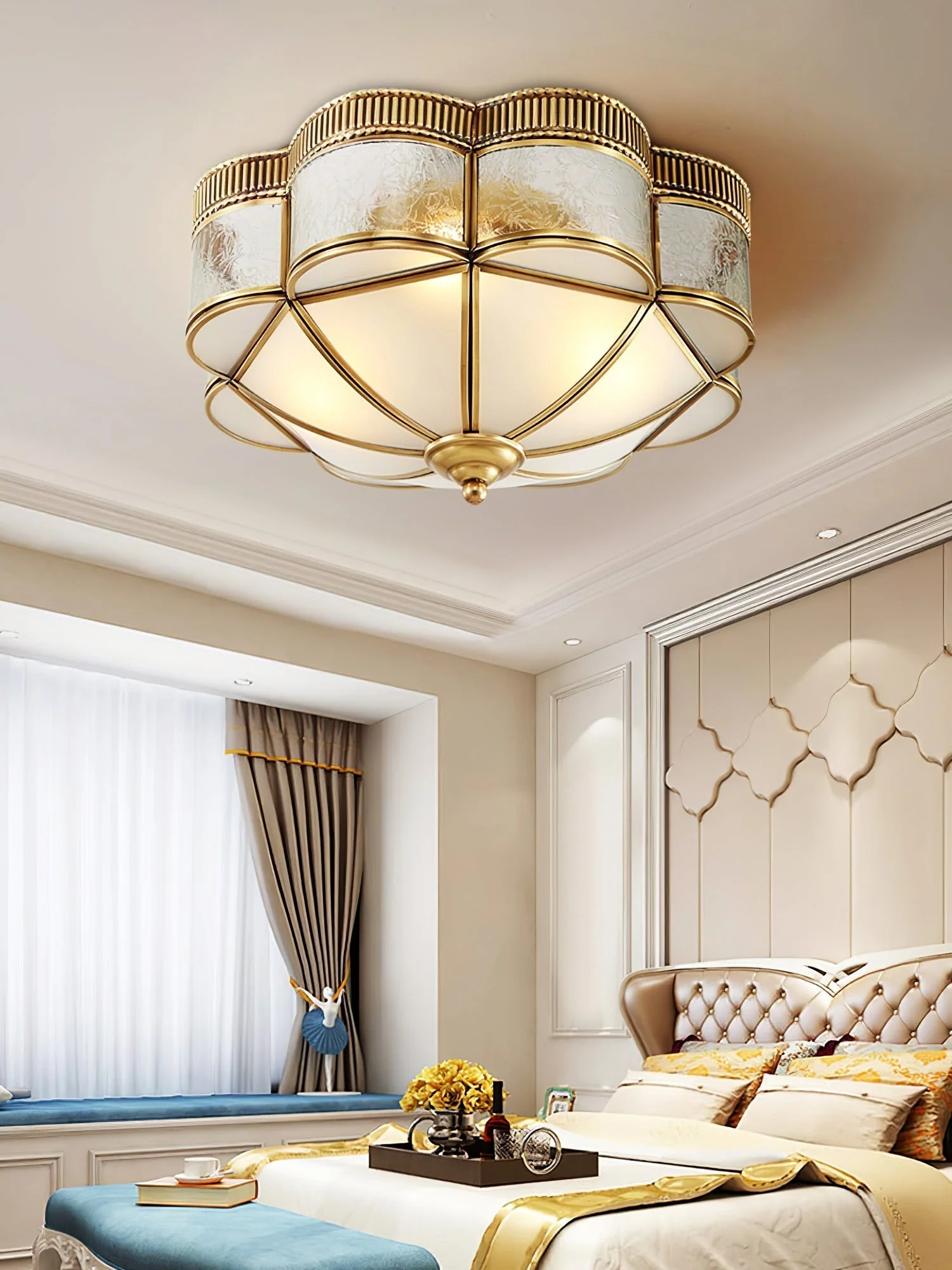 Solara Ceiling Lamp Brass Dome Frosted Classic Elegant - Image 19