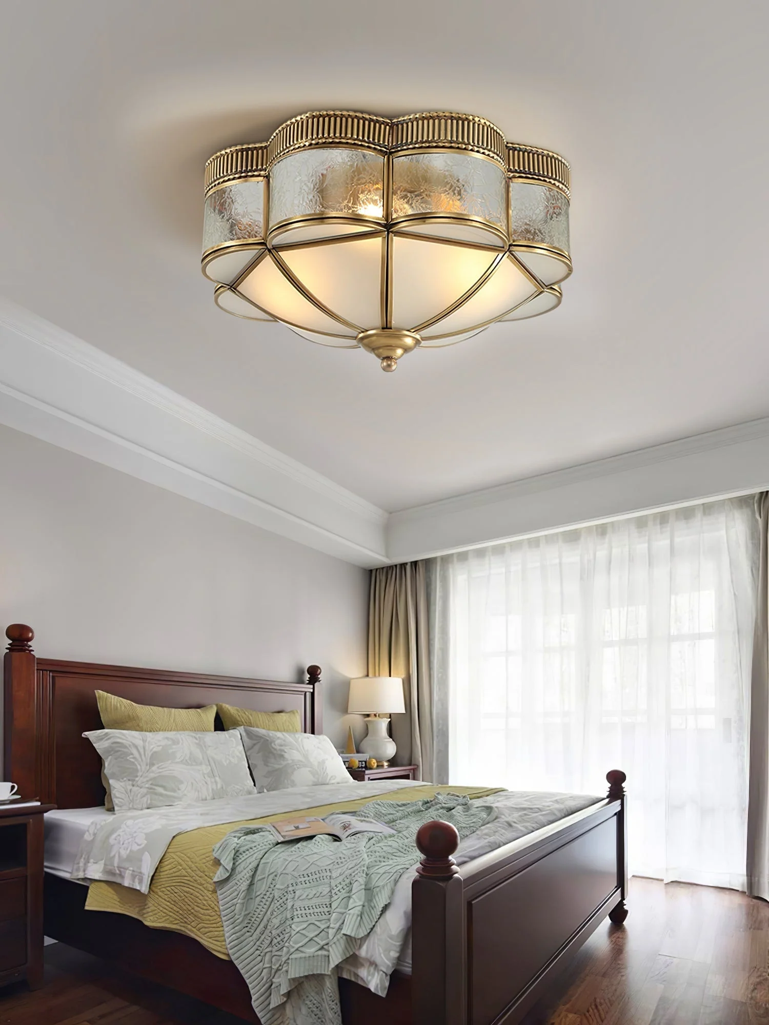 Solara Ceiling Lamp Brass Dome Frosted Classic Elegant - Image 22