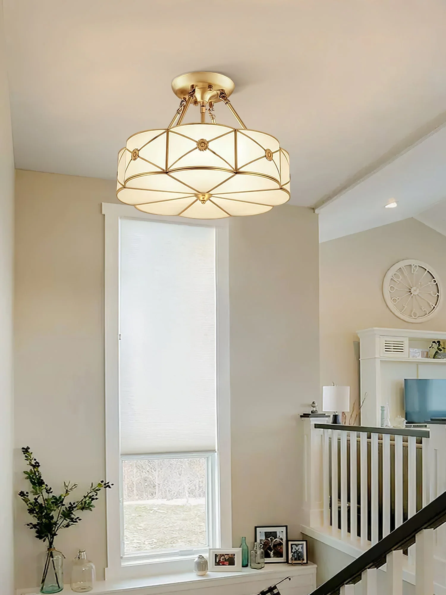 Solara Ceiling Lamp Brass Scalloped Frosted Classic - Image 21