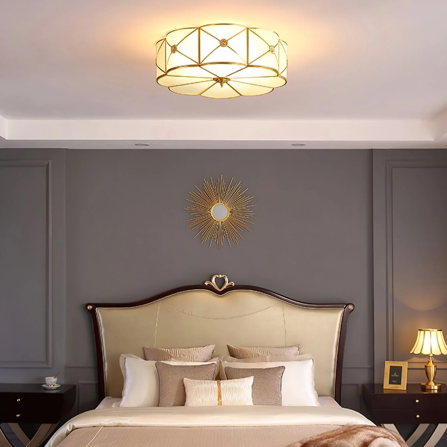 Solara Ceiling Lamp Brass Scalloped Frosted Classic - Image 36