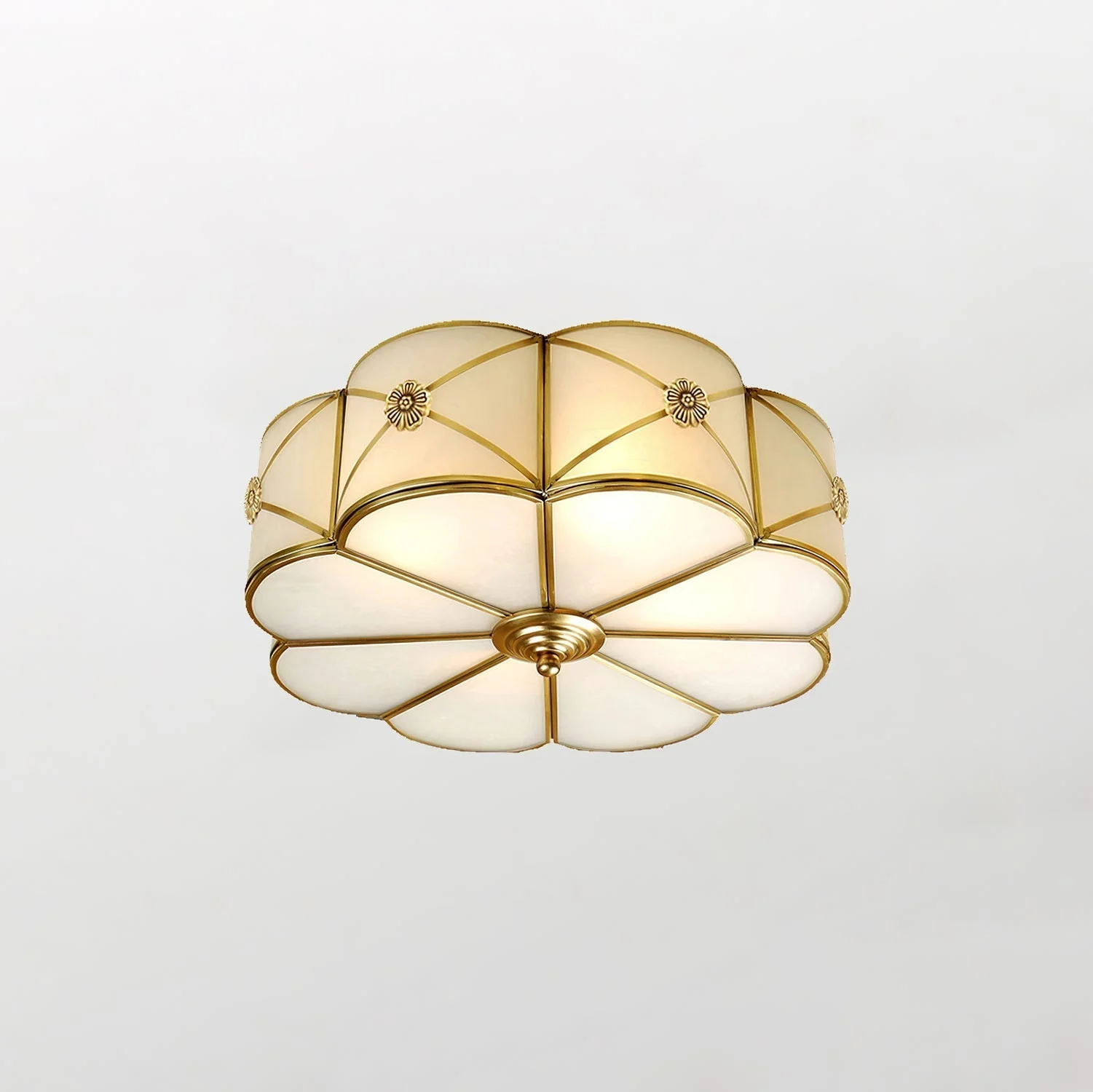 Solara Ceiling Lamp Brass Scalloped Frosted Classic - Image 39
