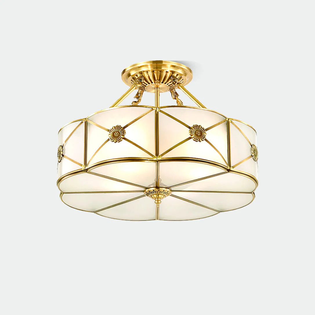 Solara Ceiling Lamp Brass Scalloped Frosted Classic - Image 41