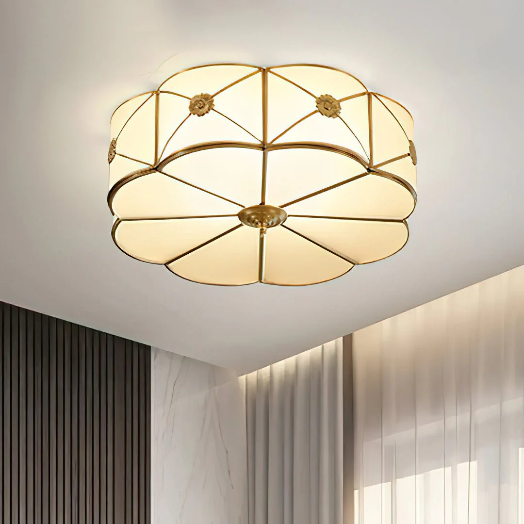 Solara Ceiling Lamp Brass Scalloped Frosted Classic - Image 48