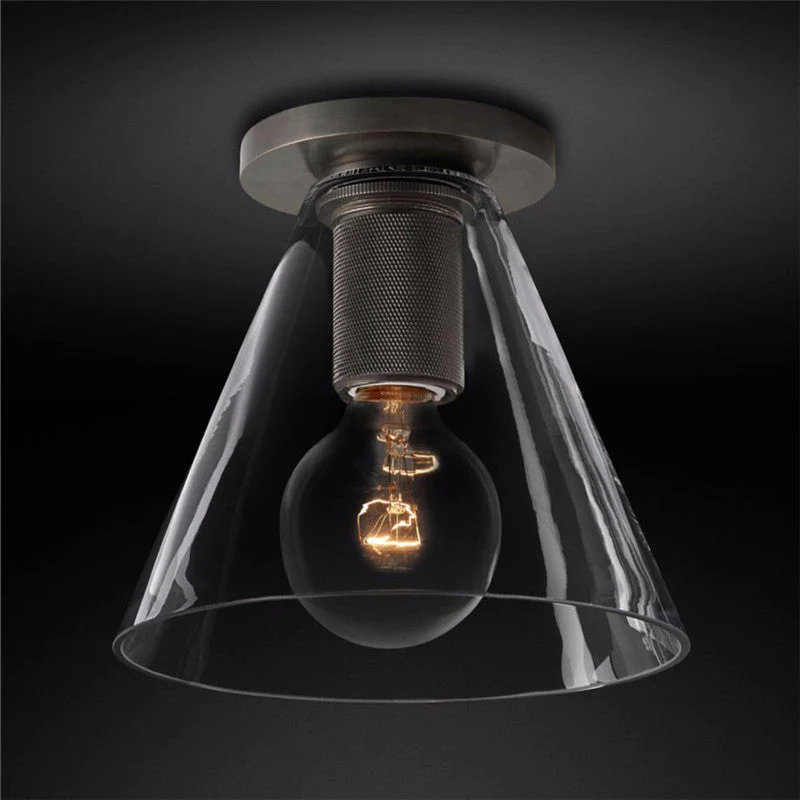 Solara Ceiling Lamp Cone Glass Brass Minimalist Industrial - Image 10