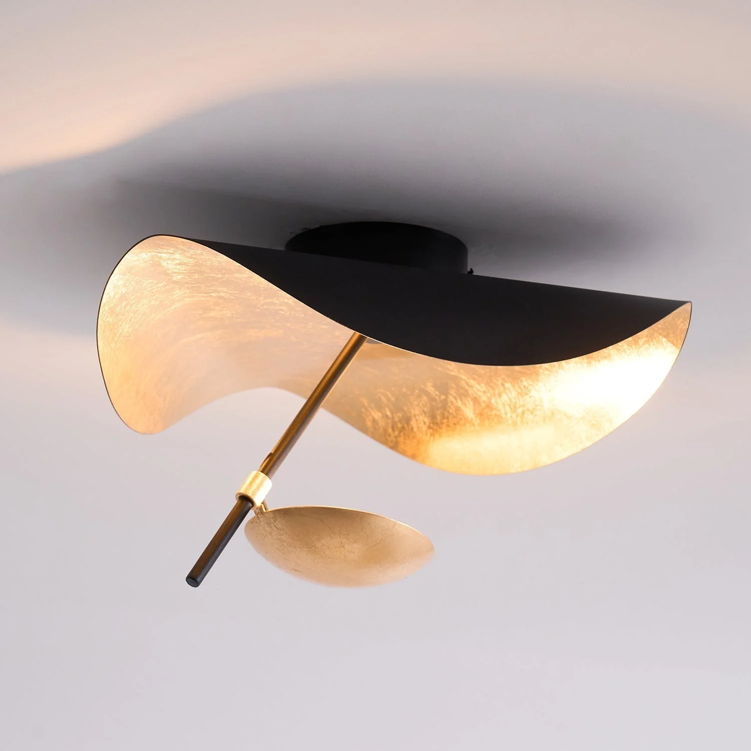 Solara Ceiling Lamp Curved Shade and Gold Interior - Image 12