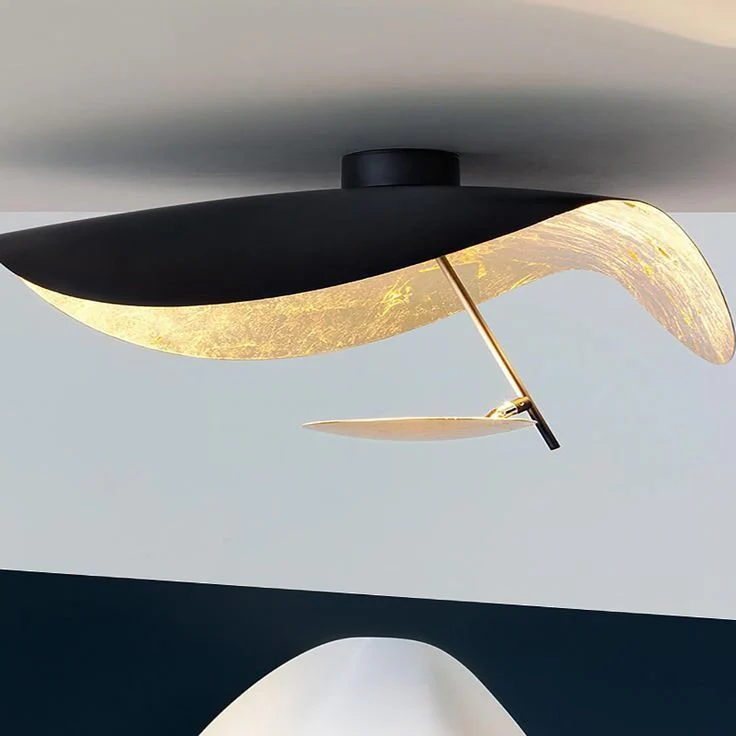 Solara Ceiling Lamp Curved Shade and Gold Interior - Image 16