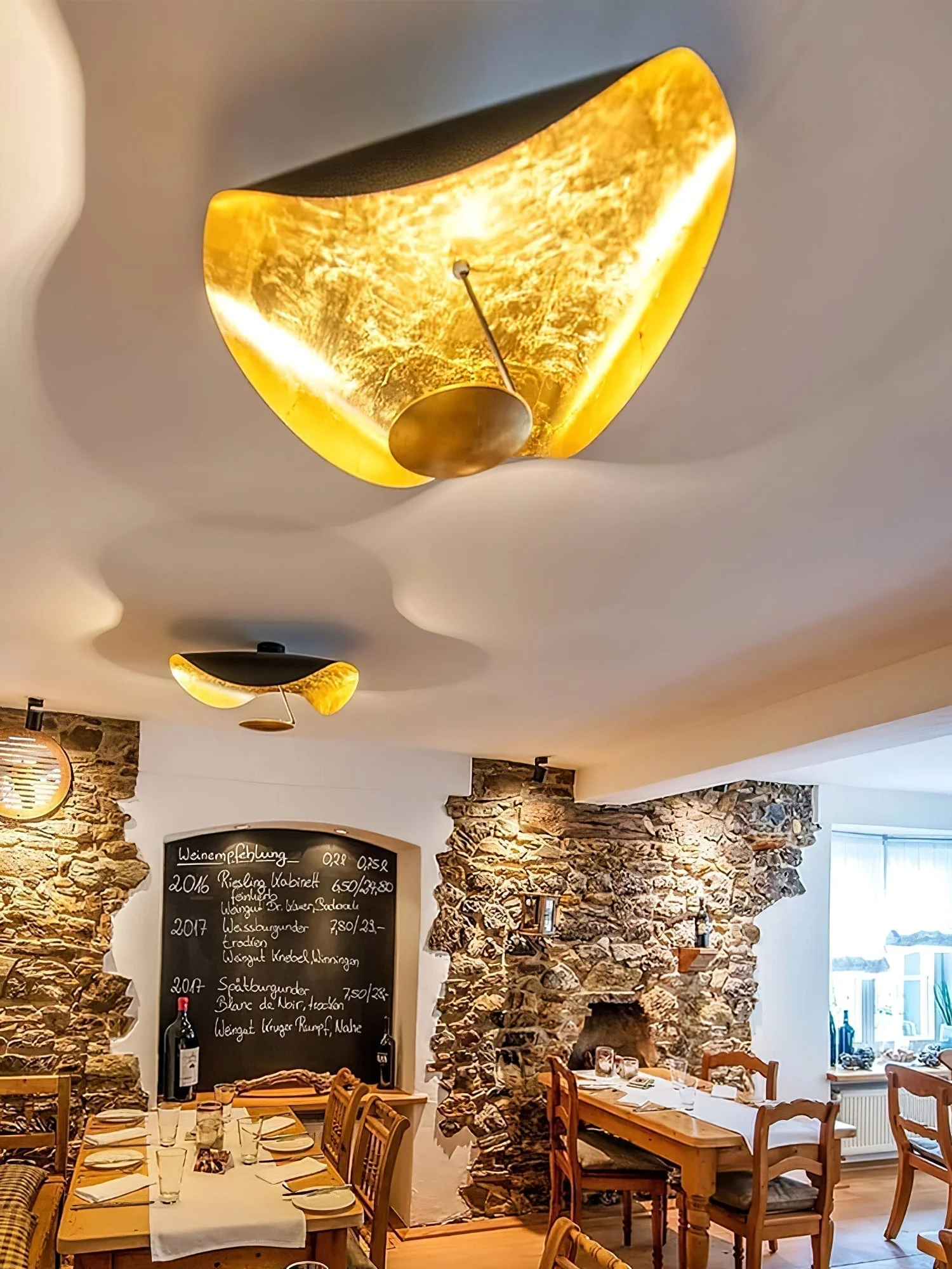 Solara Ceiling Lamp Curved Shade and Gold Interior - Image 38