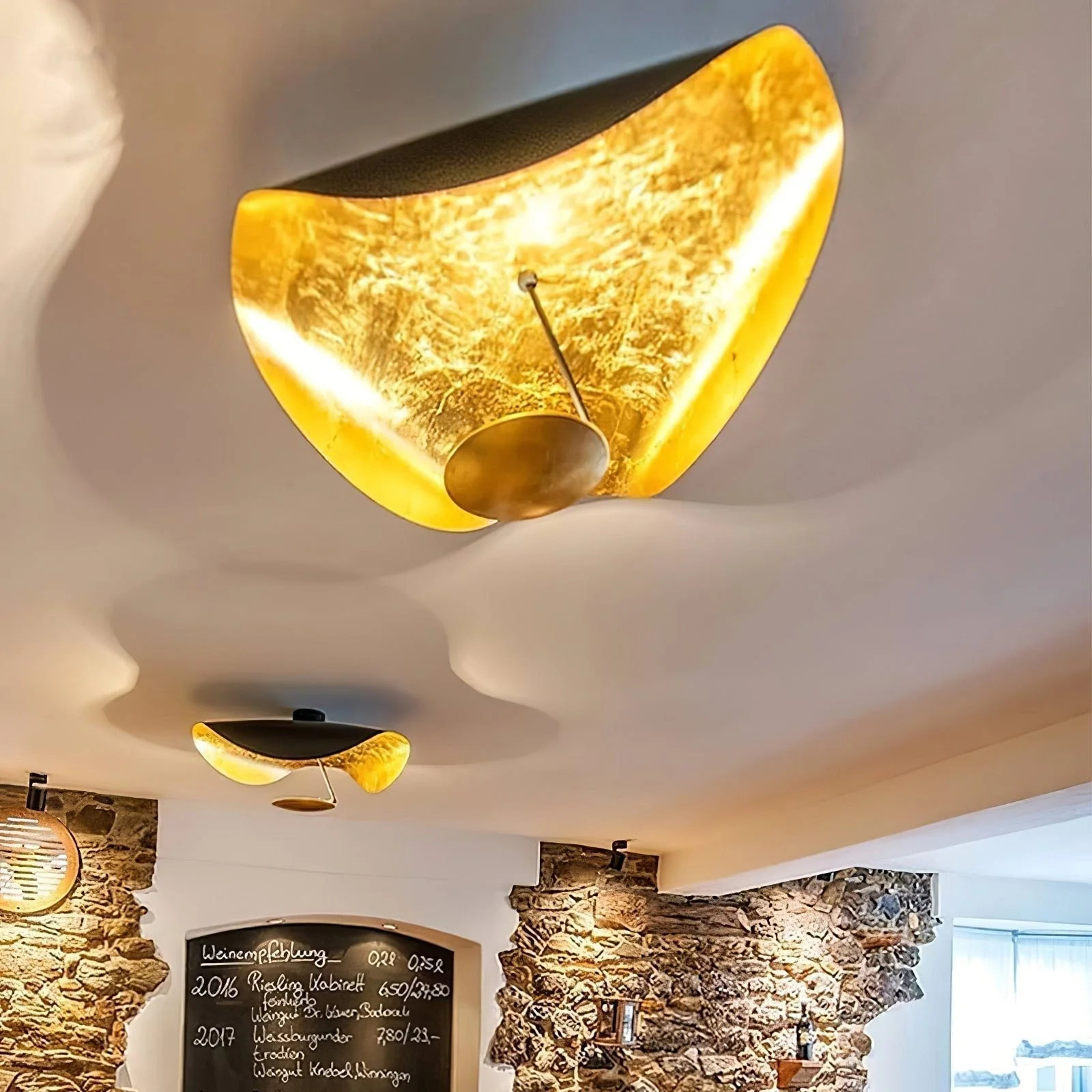 Solara Ceiling Lamp Curved Shade and Gold Interior - Image 4