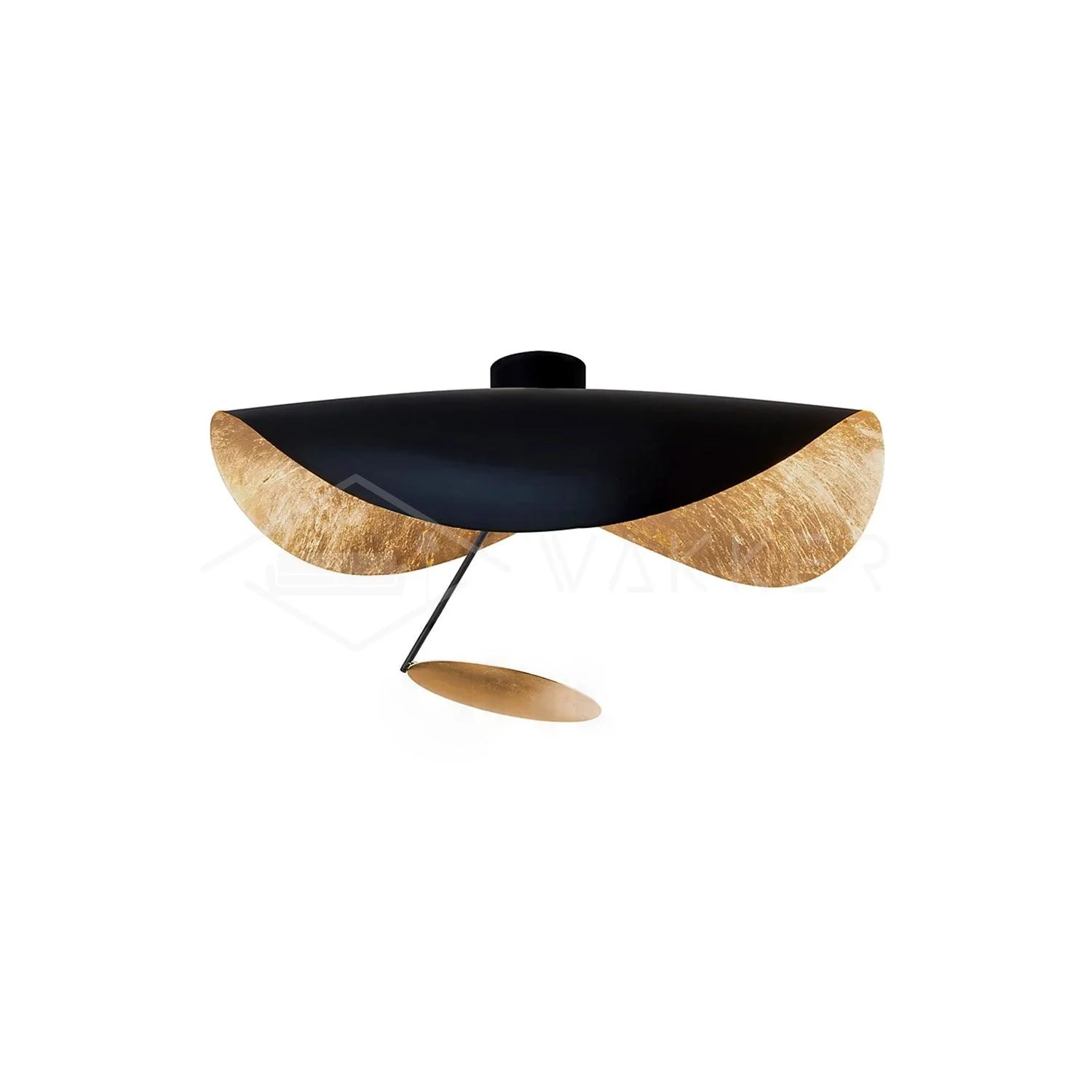 Solara Ceiling Lamp Curved Shade and Gold Interior - Image 7