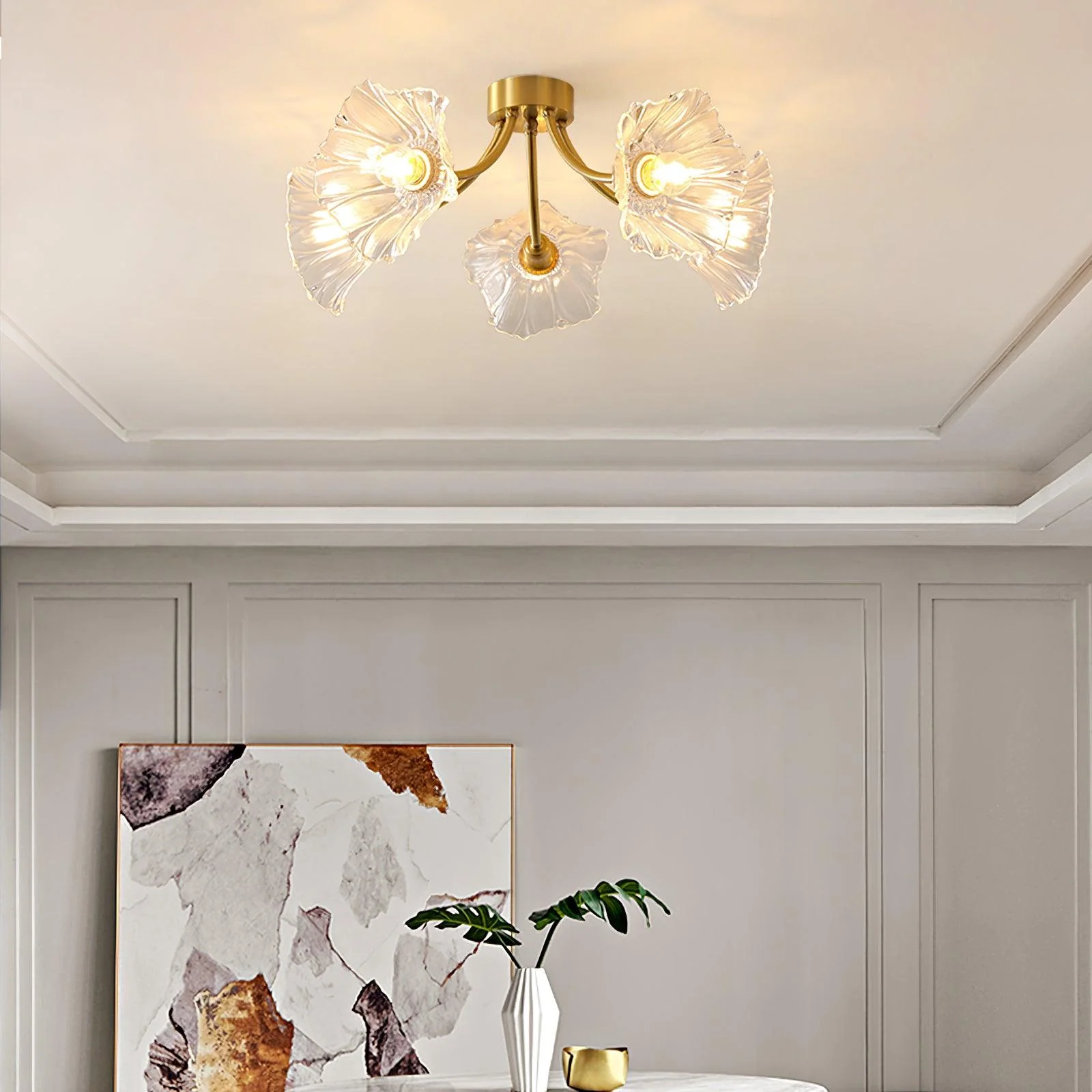 Solara Ceiling Lamp Flower Glass Petal Chic Elegant - Image 10