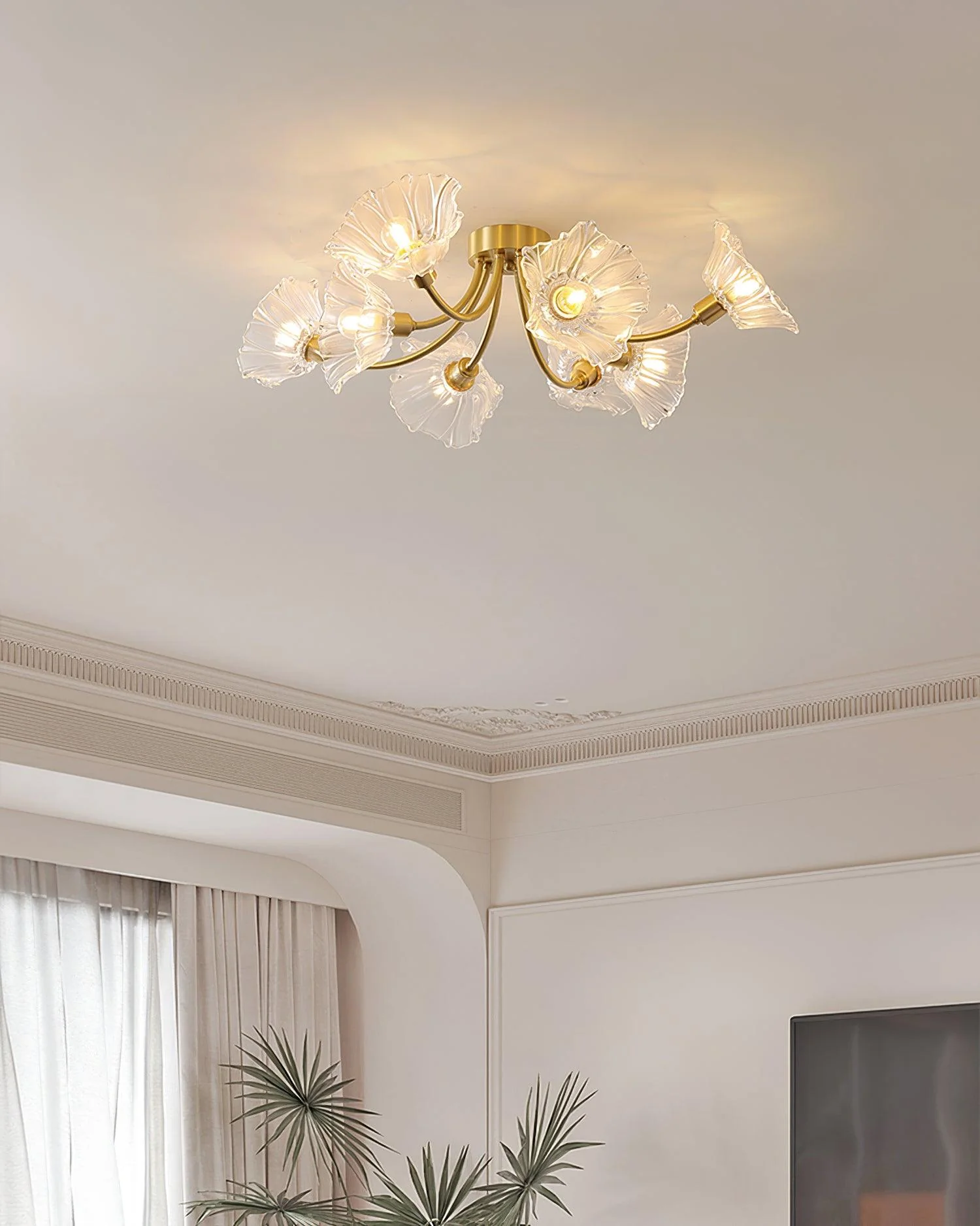 Solara Ceiling Lamp Flower Glass Petal Chic Elegant - Image 18