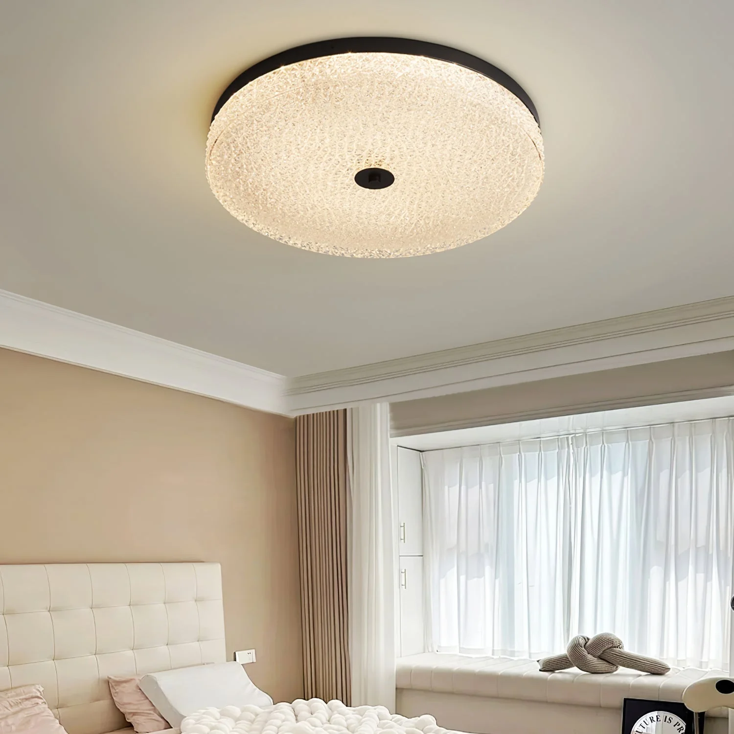 Solara Ceiling Lamp Frosted Glass Textured Minimalist Elegant - Image 16