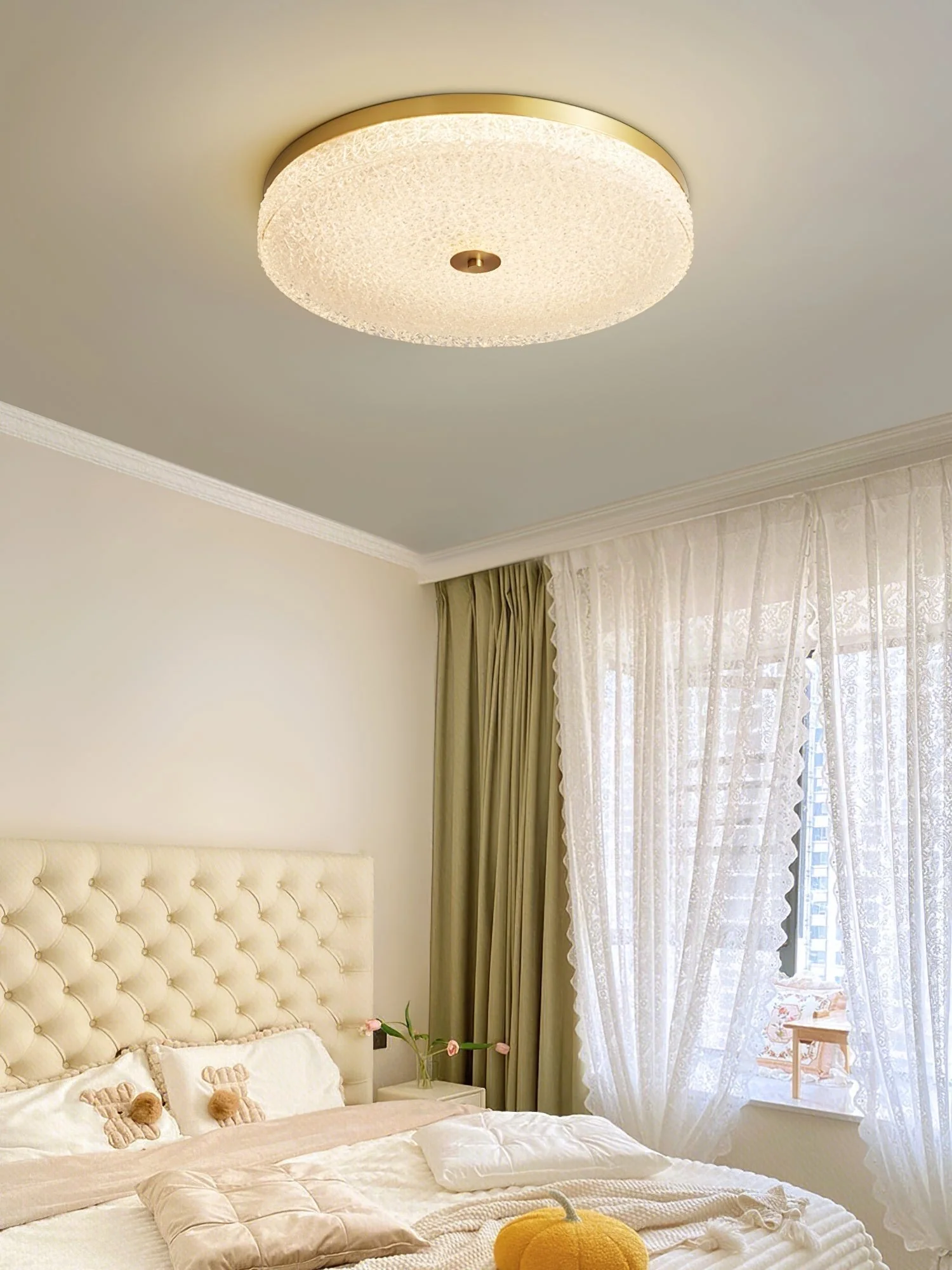 Solara Ceiling Lamp Frosted Glass Textured Minimalist Elegant - Image 17