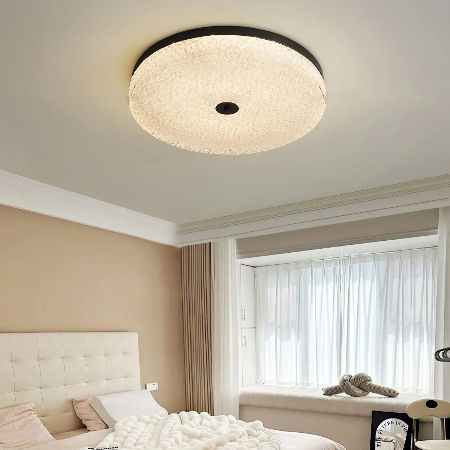 Solara Ceiling Lamp Frosted Glass Textured Minimalist Elegant - Image 18