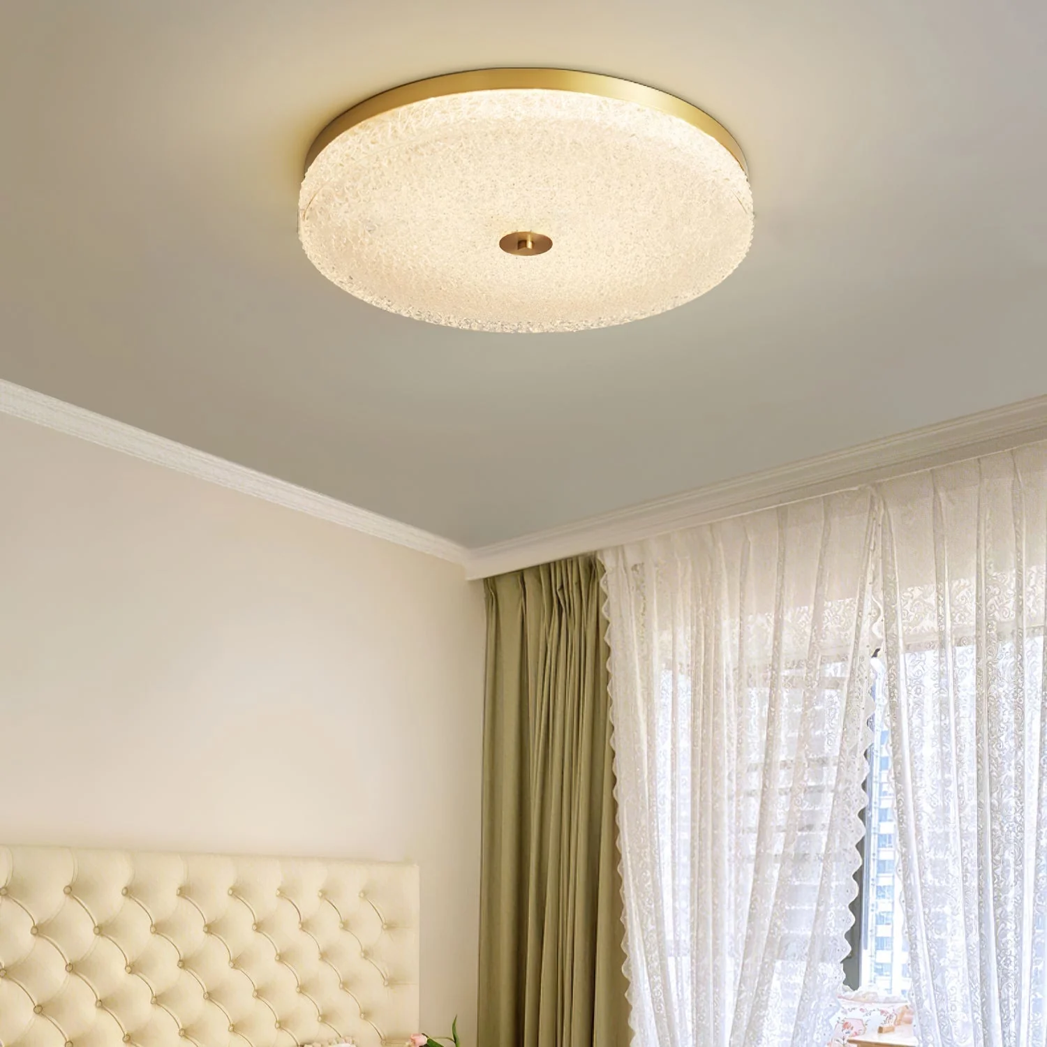 Solara Ceiling Lamp Frosted Glass Textured Minimalist Elegant - Image 20