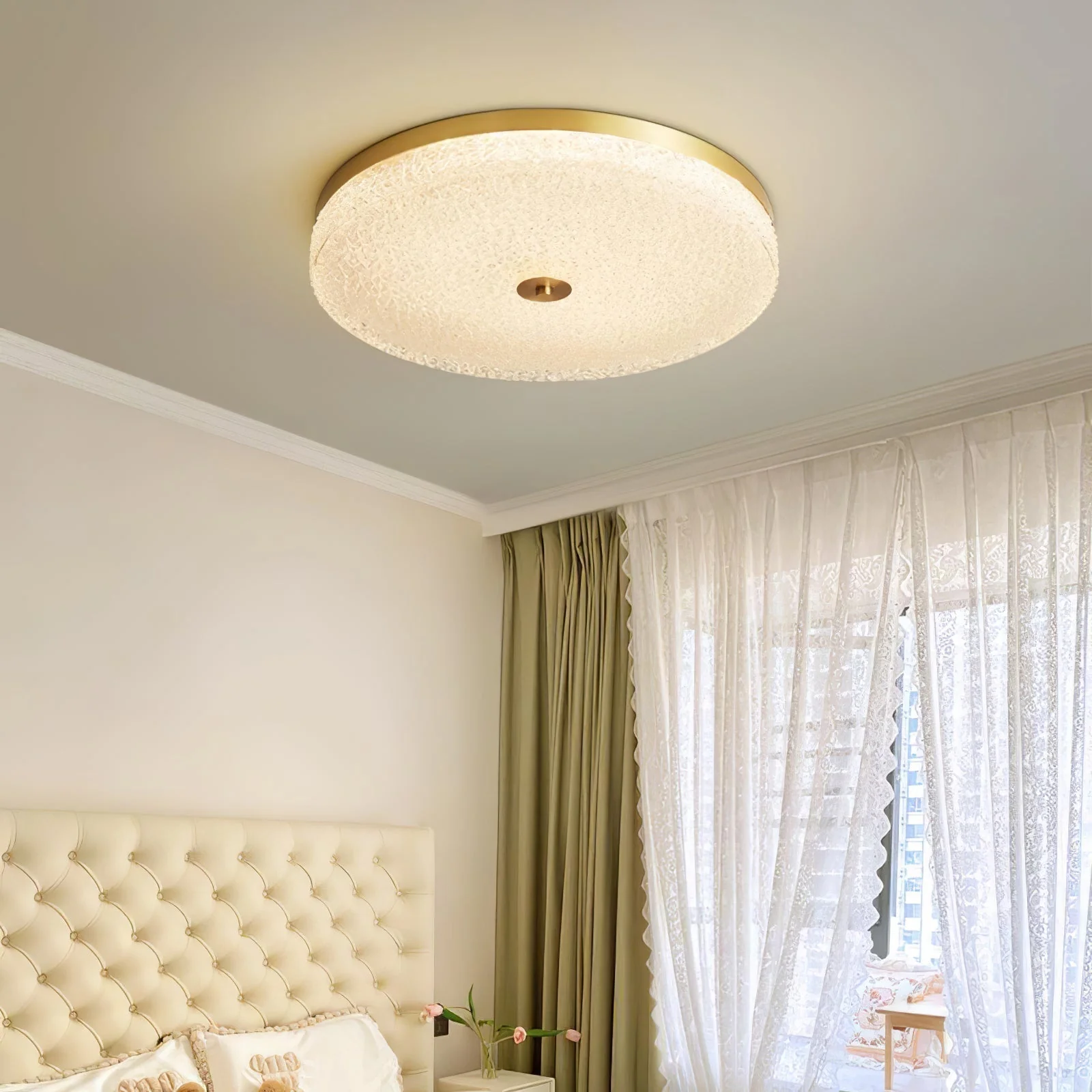 Solara Ceiling Lamp Frosted Glass Textured Minimalist Elegant - Image 4
