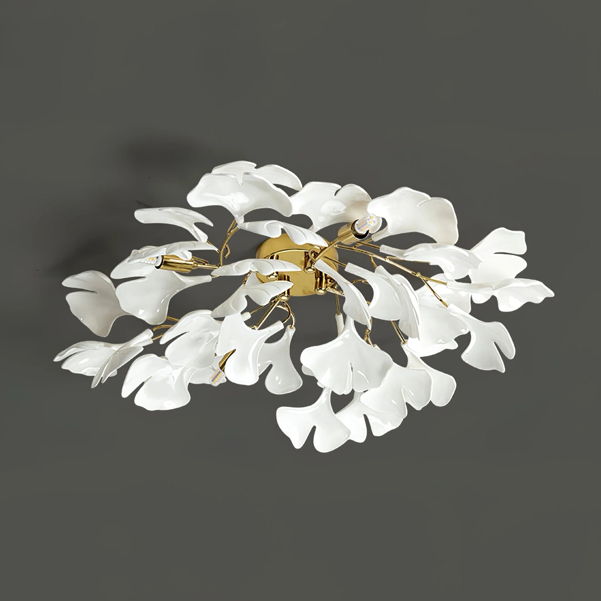 Solara Ceiling Lamp Gingko Leaves with Brass Branch - Image 8