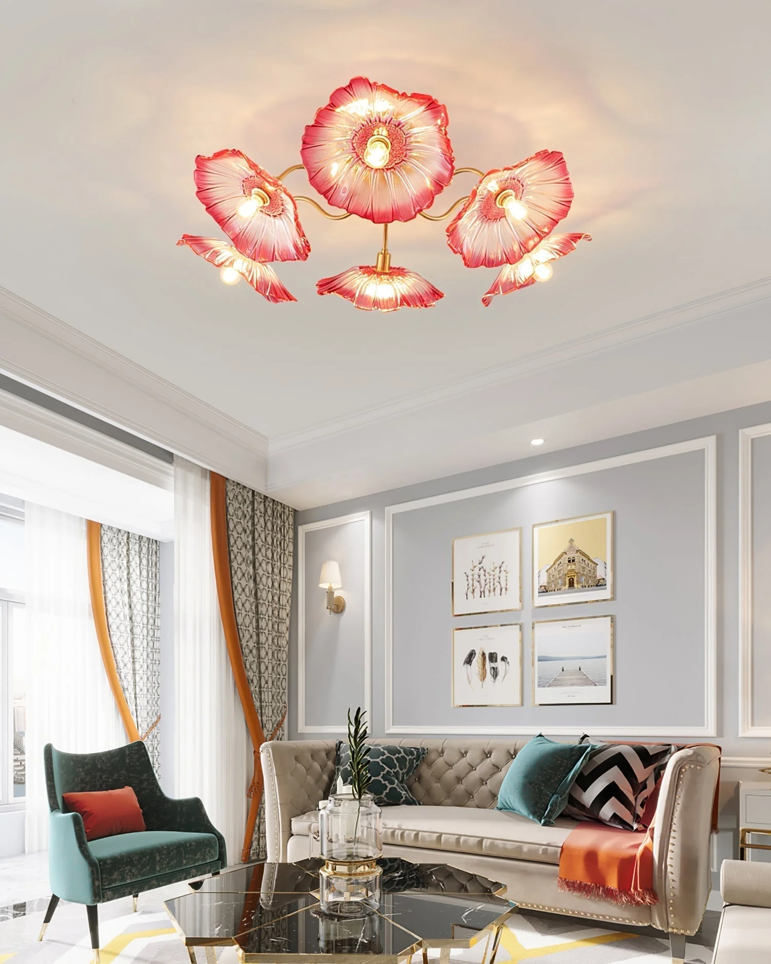 Solara Ceiling Lamp Leaf Glass with Brass Elegant - Image 48