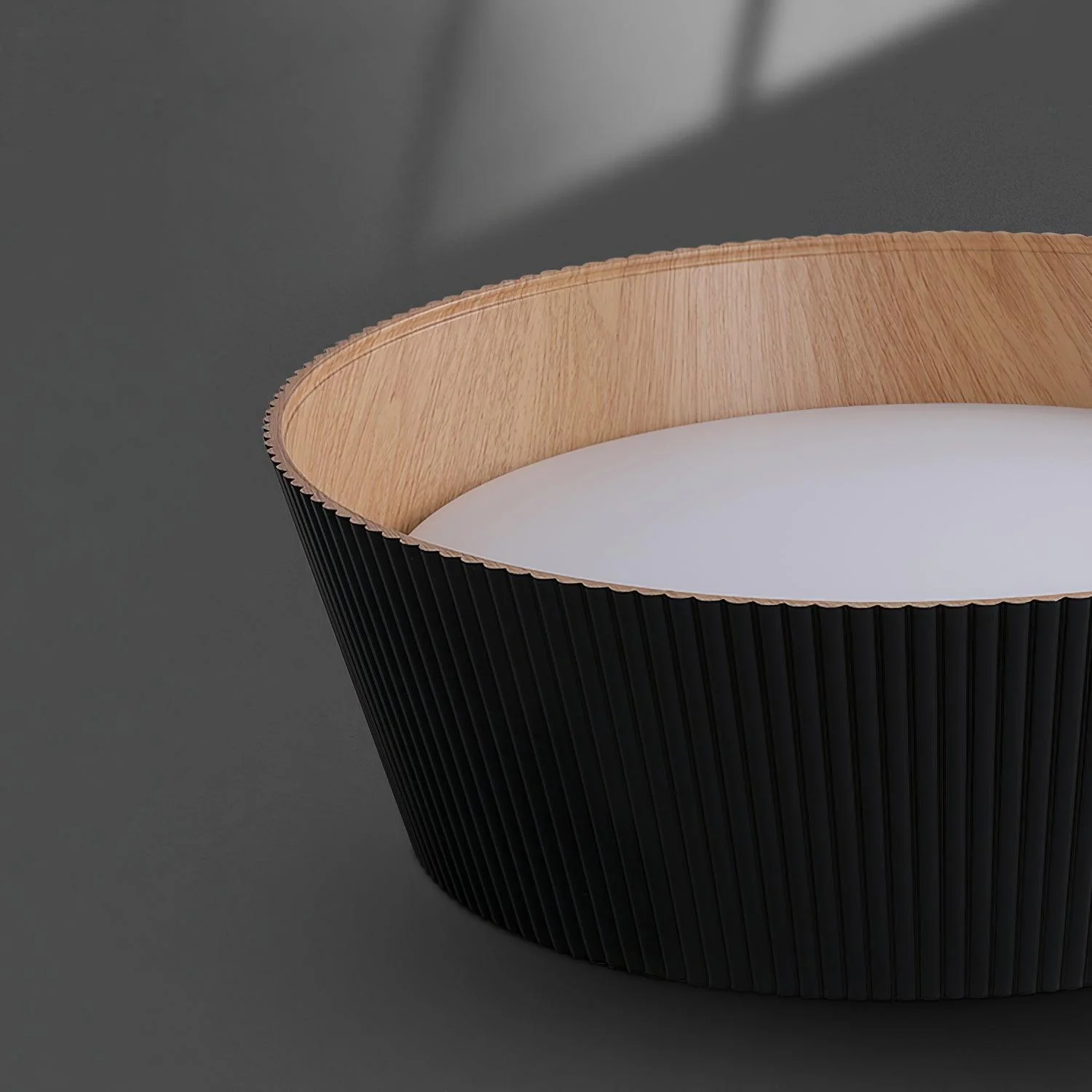 Solara Ceiling Lamp Ribbed Drum Wood Elegant Contemporary - Image 27