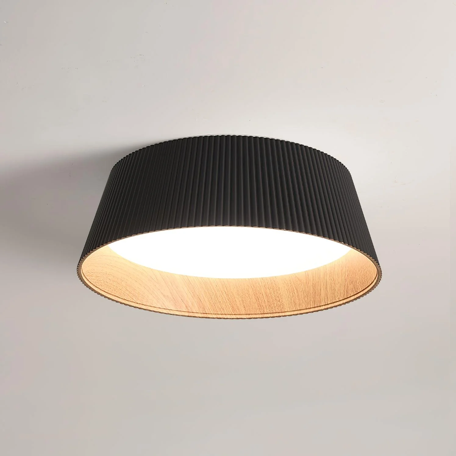 Solara Ceiling Lamp Ribbed Drum Wood Elegant Contemporary - Image 35