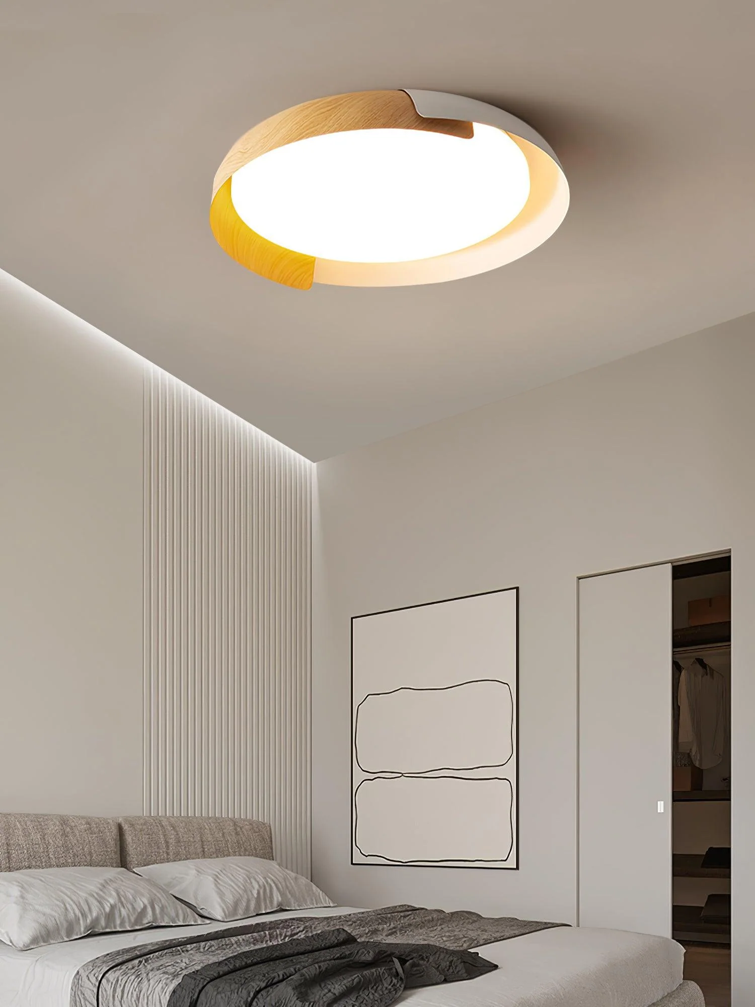 Solara Ceiling Lamp Round Wood Soft Minimalist - Image 41