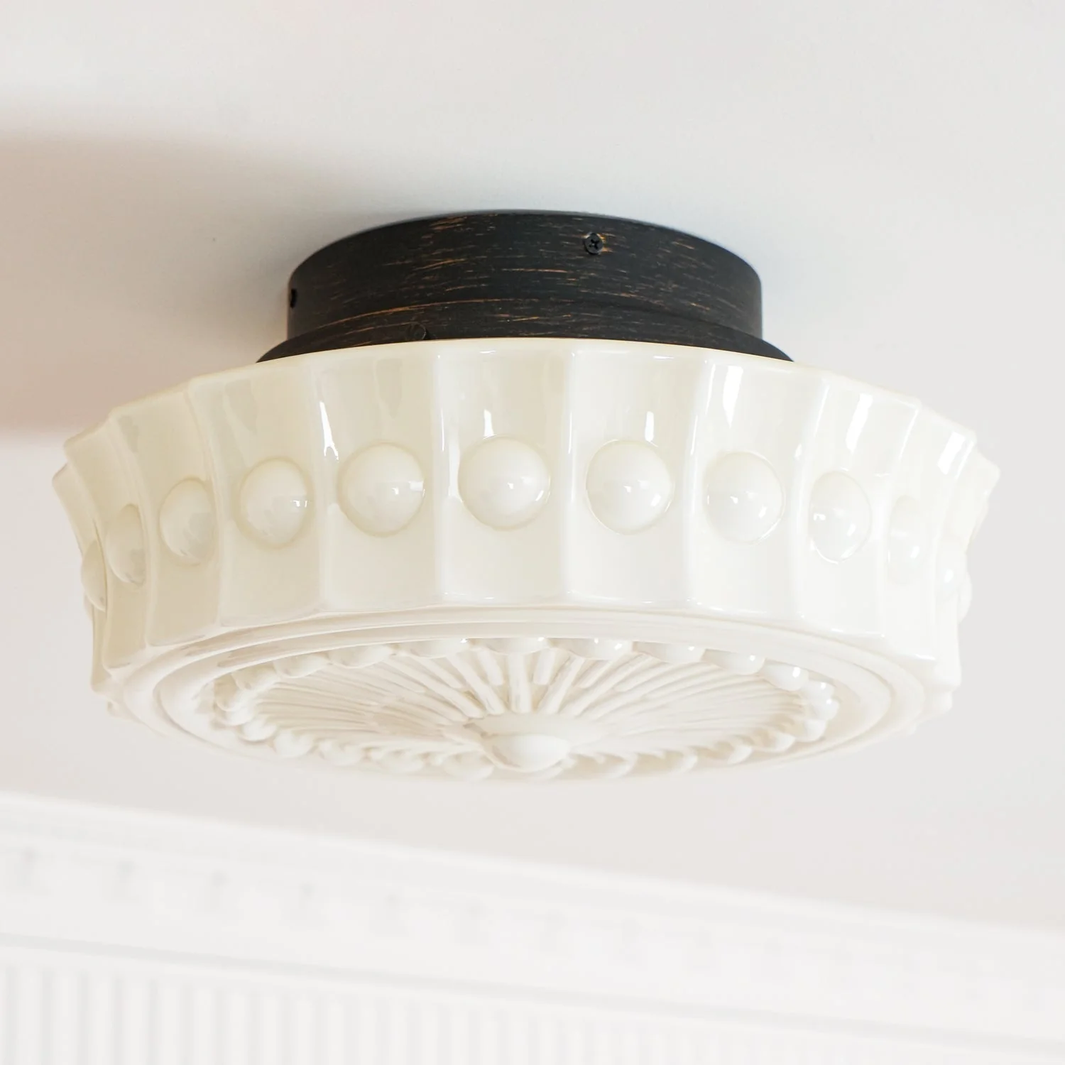 Solara Ceiling Lamp White Glass Floral for Living Room - Image 12